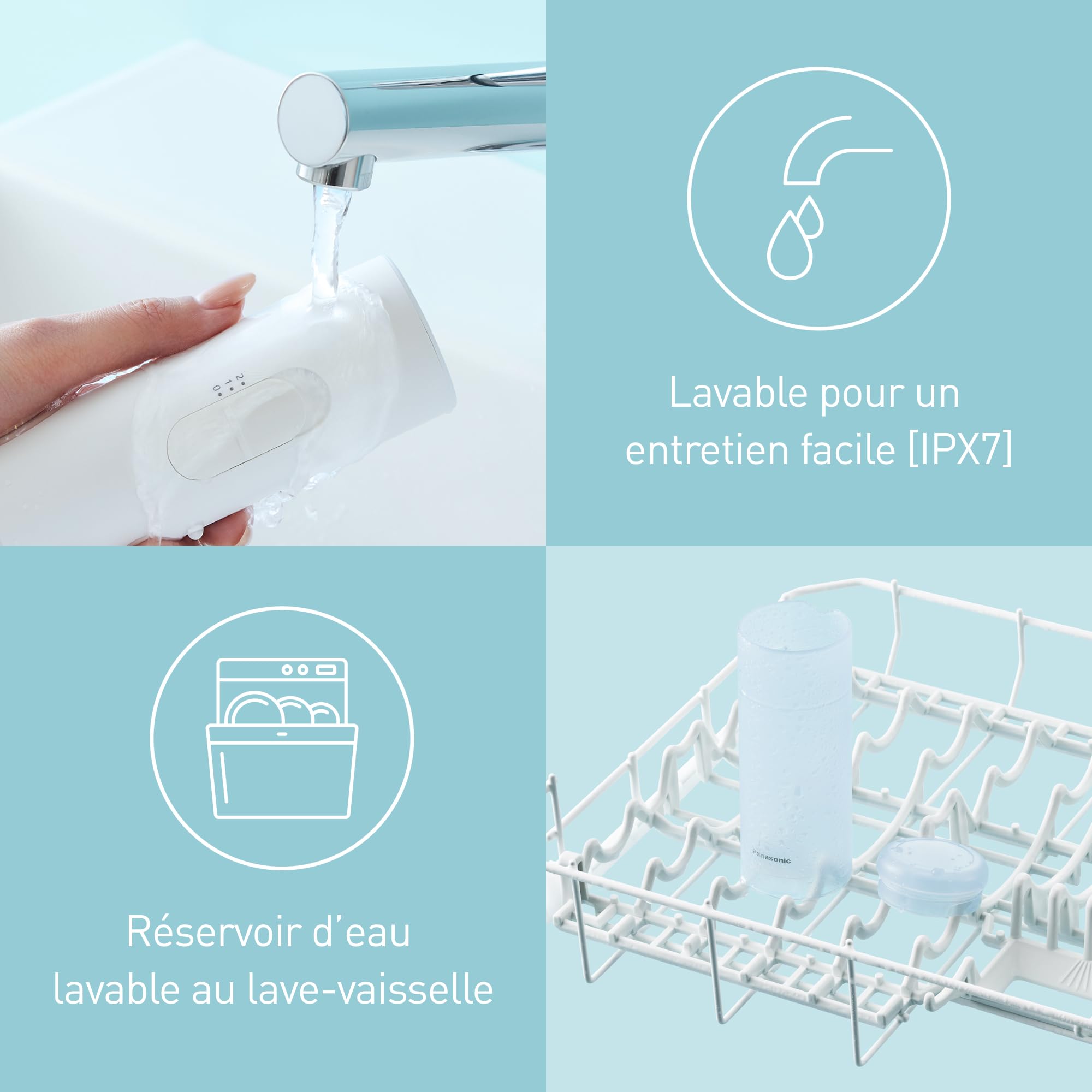 Panasonic EW-DJ11-A503 Hydropulseur Dentaire Facile à Utiliser avec 2 Réglages de Pression d'Eau, Compact et Portable.