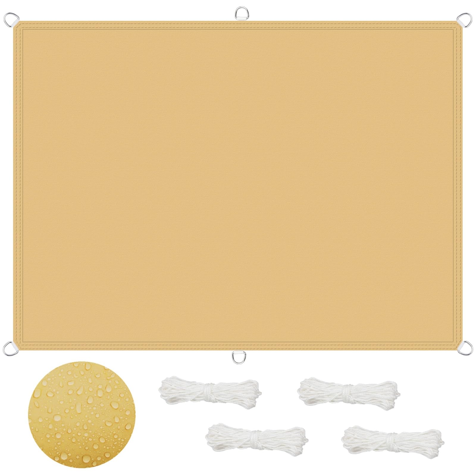 Voile d'ombrage jardin 5.5x8m crème pour pergola et terrasse