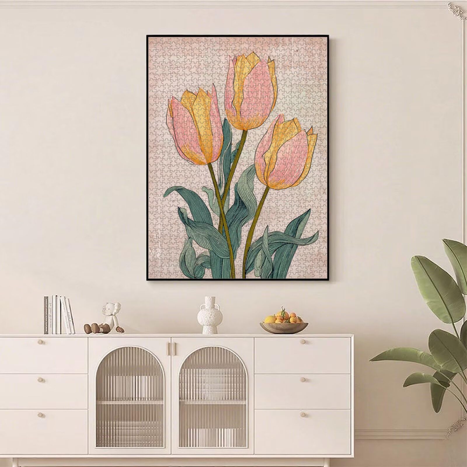 1000 Teile Puzzle für Erwachsene, Tulpe & Retro Holz Puzzle 1T#1609