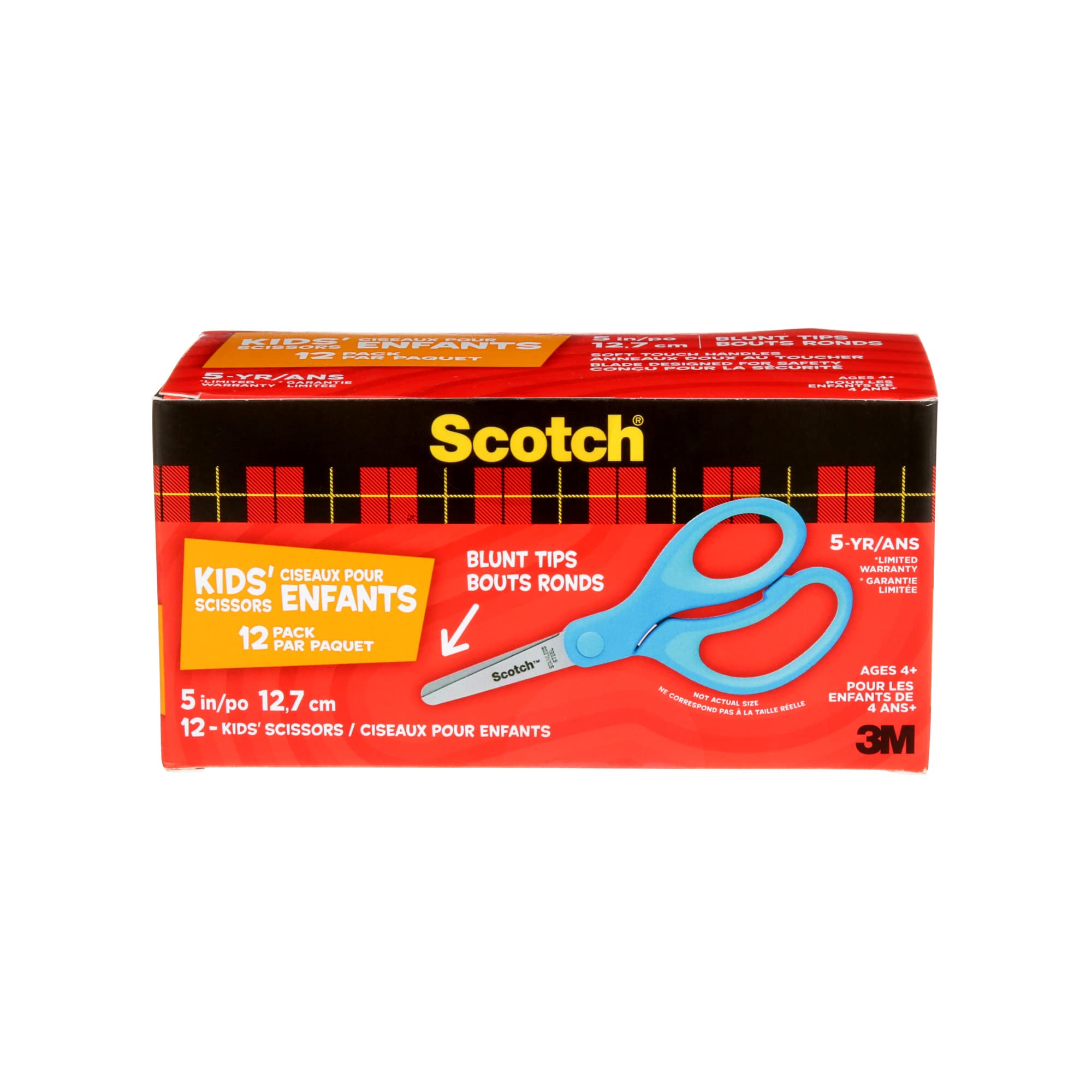Scotch Kids Scissors, 12 Pack, Blunt, Stainless Steel, Soft Grip, Blue, 5" image 3