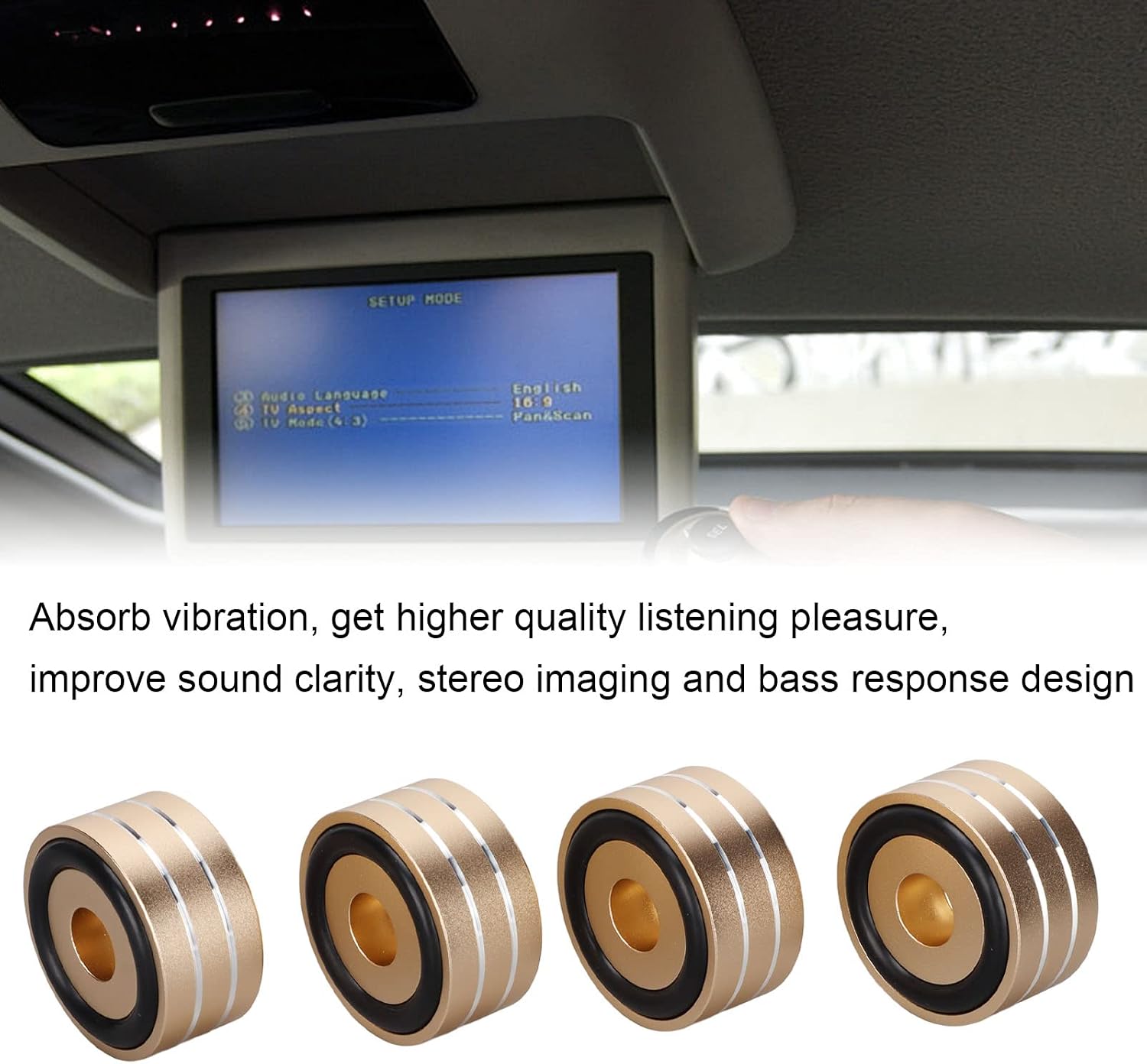 Speaker Spikes Base Mat, 4pcs SP4010 Aluminum Alloy Speaker Isolation Spike Stand Foot for DAC Amplifier Recorder Meter (40x20mm/1.57x0.78in) (Gold)