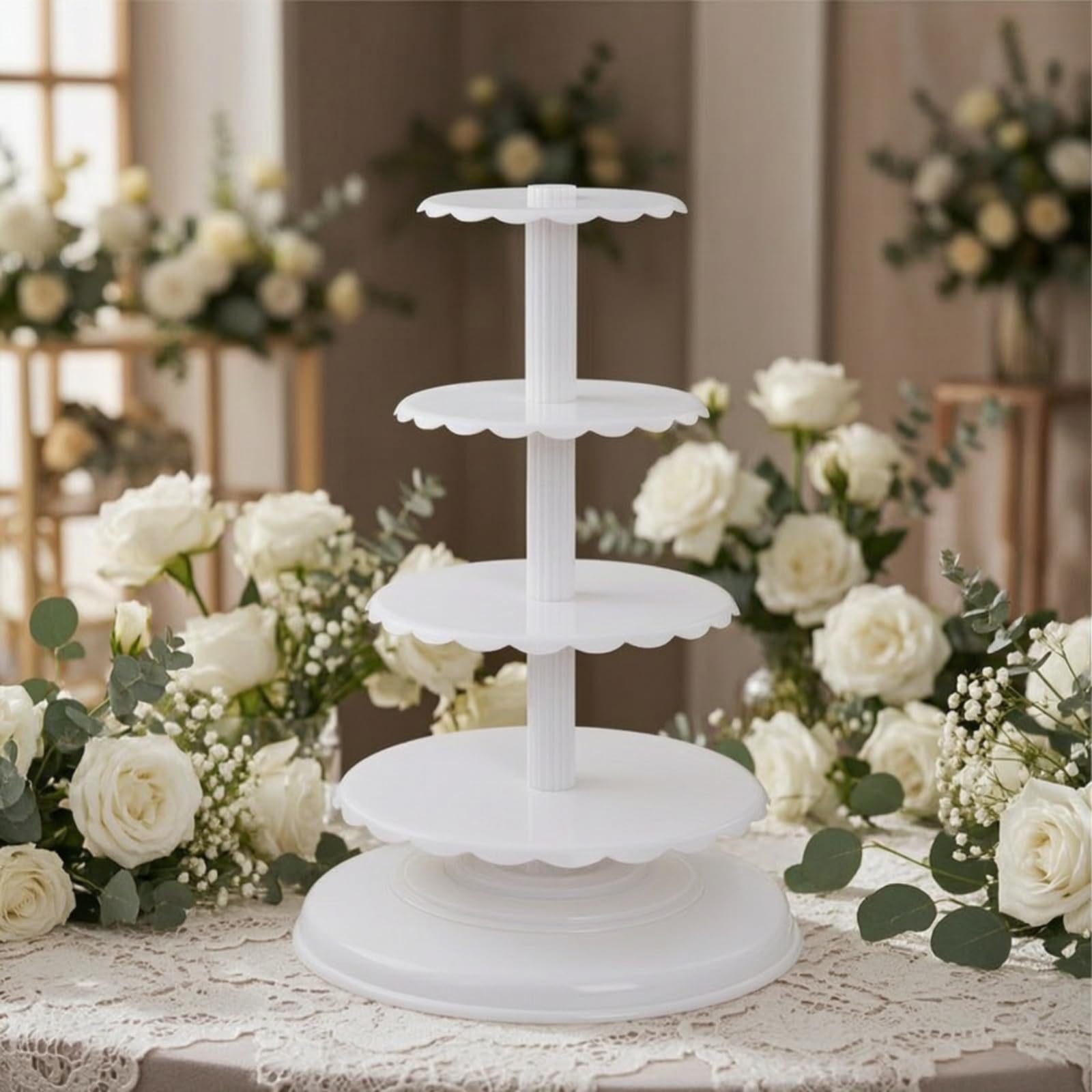 Amagogo Support à Gâteaux à Six Niveaux avec Plaques Diamètres pour Présenter Pâtisseries et Tartes Lors Buffets et Réceptions Mariage
