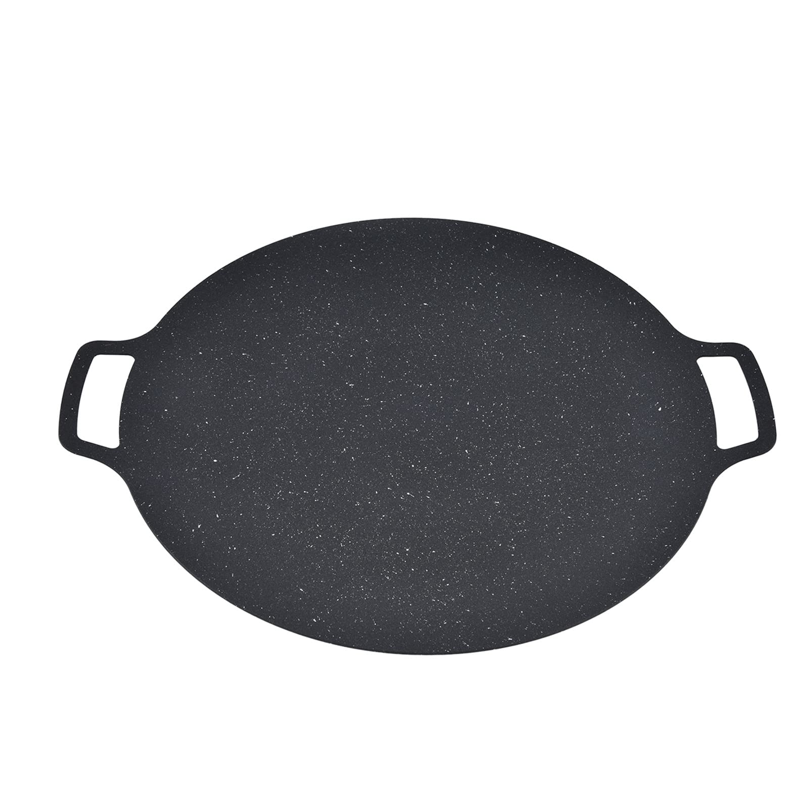 Teglia per barbecue coreana, teglia rotonda antiaderente in ferro per pancake con pancetta di maiale, piastra per barbecue termica con custodia, perfetta per feste in campeggio (36 cm)