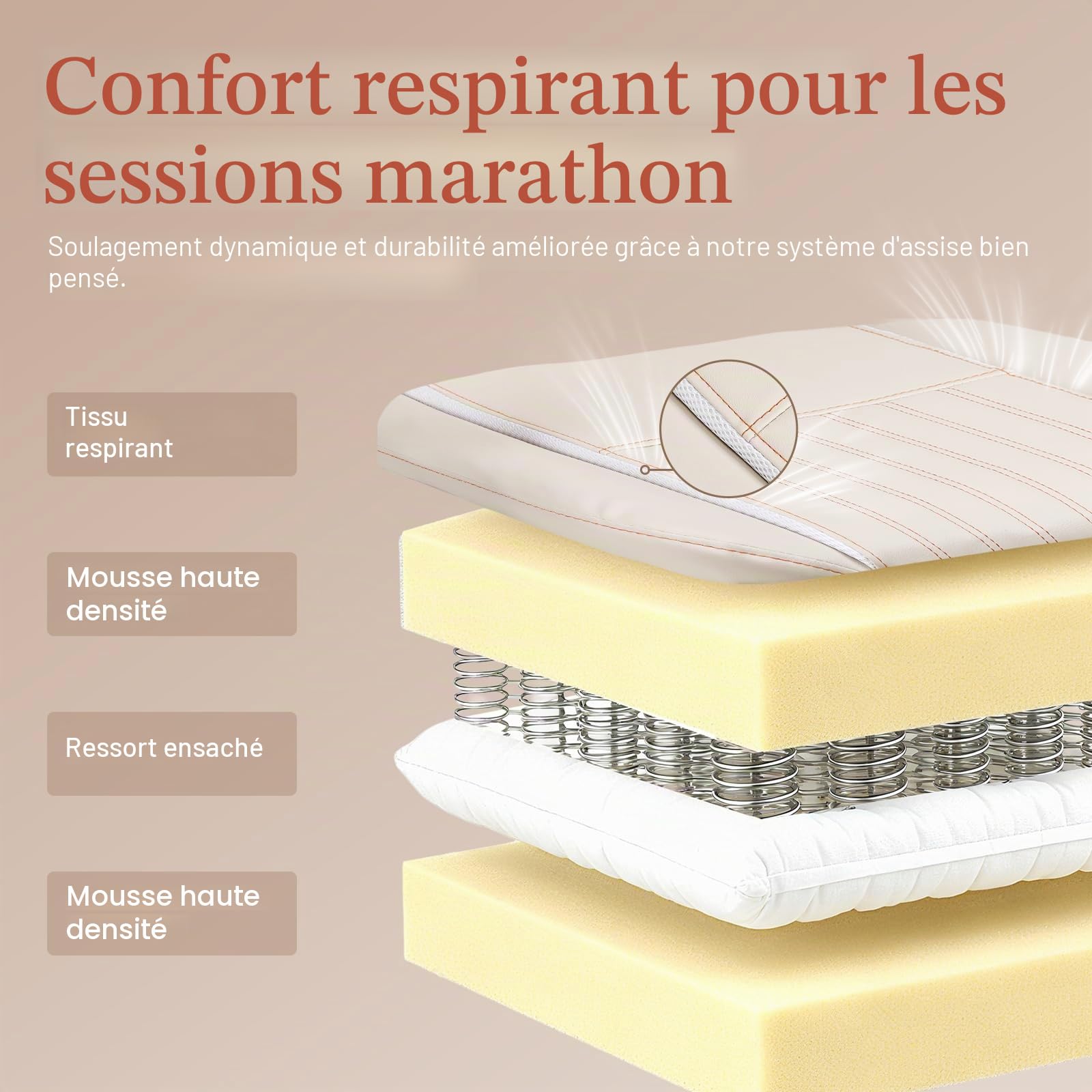 Dowinx Chaise de Jeu Ergonomique avec Coussin de Printemps et Support Lombaire de Massage, Fauteuil de Bureau en Cuir synthétique Blanc