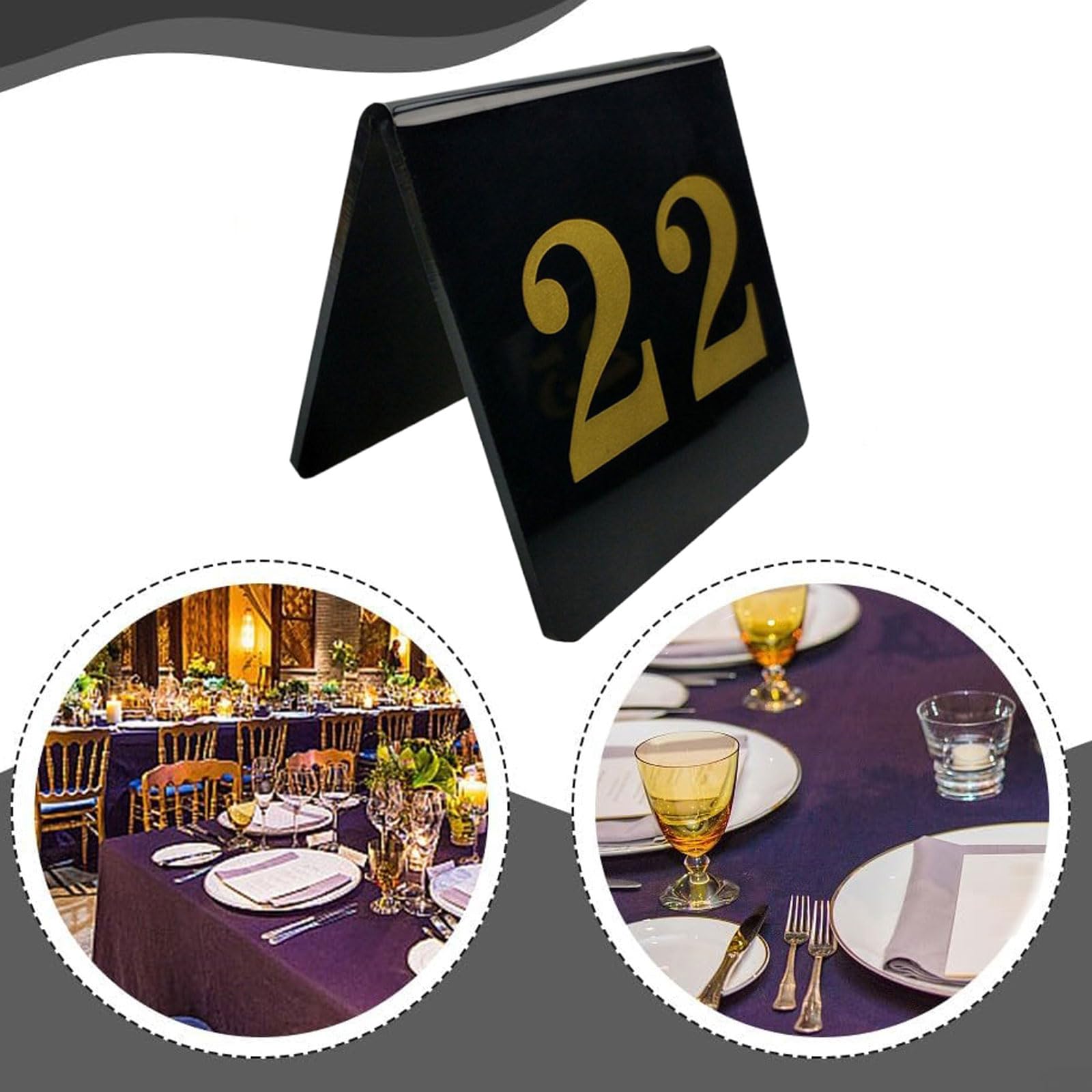 Números acrílicos de mesa de tienda de campaña, números de mesa de acrílico de doble cara, placas de números de mesas de restaurante, apilables, para cocina, comedor, banquetes de boda, carteles de