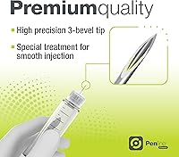 Vista 4 de Penfine Aguja clásica para bolígrafo, 32G x 0.157 in, 100ct, fabricación suiza, ajuste universal