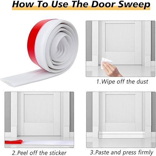 Miniatura 5 de Tapón de puerta y burlete para puertasventanas (2 unidades), sello de puerta (9.8 ft* 4) para marco de puerta y ventana, insonorización e