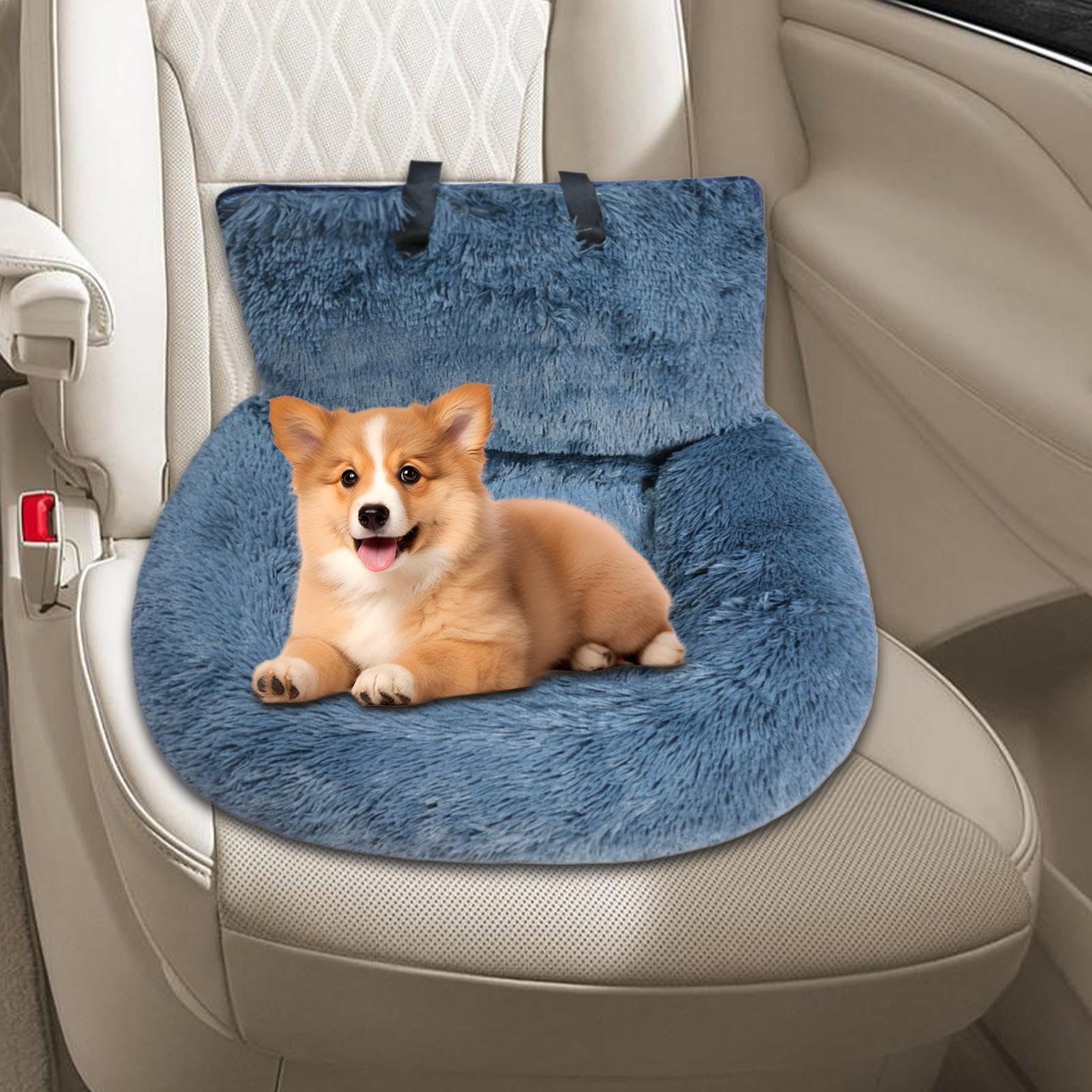 Seggiolino Auto per Cane Cuscino Comodo Portatile Lavabile Grande | Seggiolino Auto Cane Peluche Medio Per Cucciolo Camion Vacanze Viaggio Campeggio Avventura