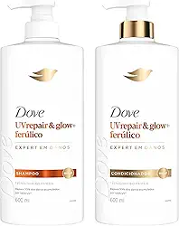 Kit Dove UV Repair & Glow + Ferúlico Shampoo 600ml + Condicionador 600ml