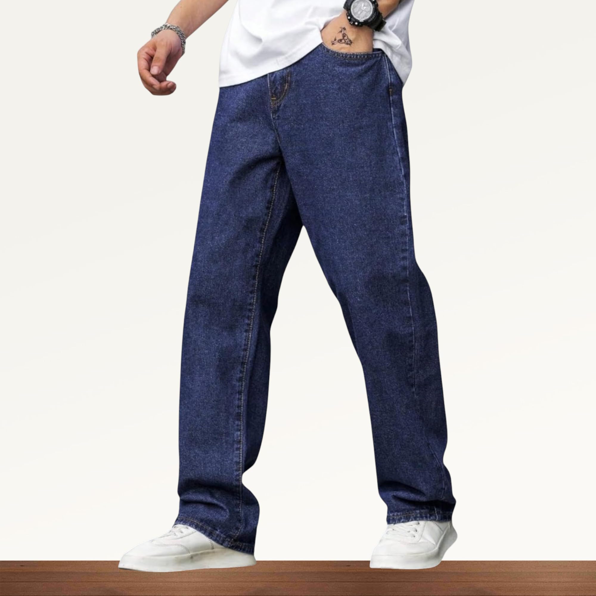 Men's Baggy Fit Jeans – Loose Fit High-Rise Denim – Casual Wear Stylish Jeans for Men – Comfortable & Trendy Streetwear Look-picture-49