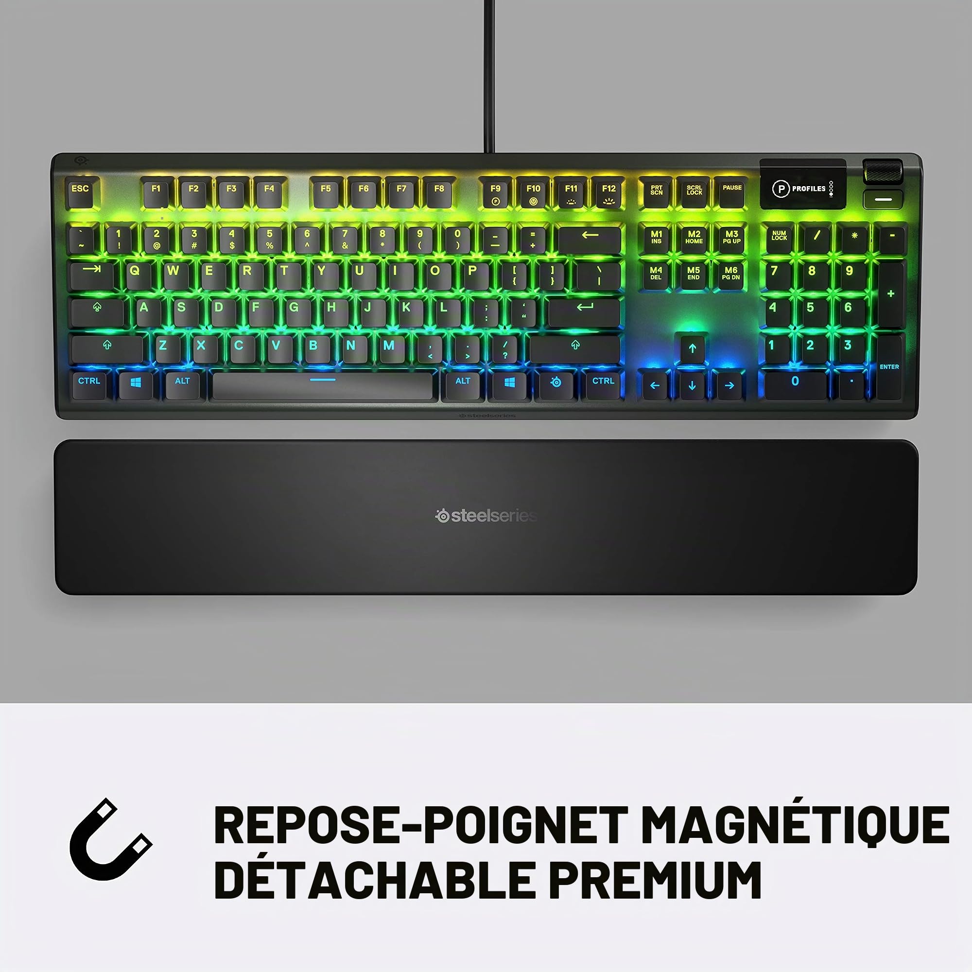 SteelSeries Apex 5 Hybrid Clavier Gaming Mécanique - Éclairage par Touche RGB - Cadre en Alliage d'aluminium de qualité aéronautique - Écran Intelligent OLED (Interrupteur Hybride Bleu)