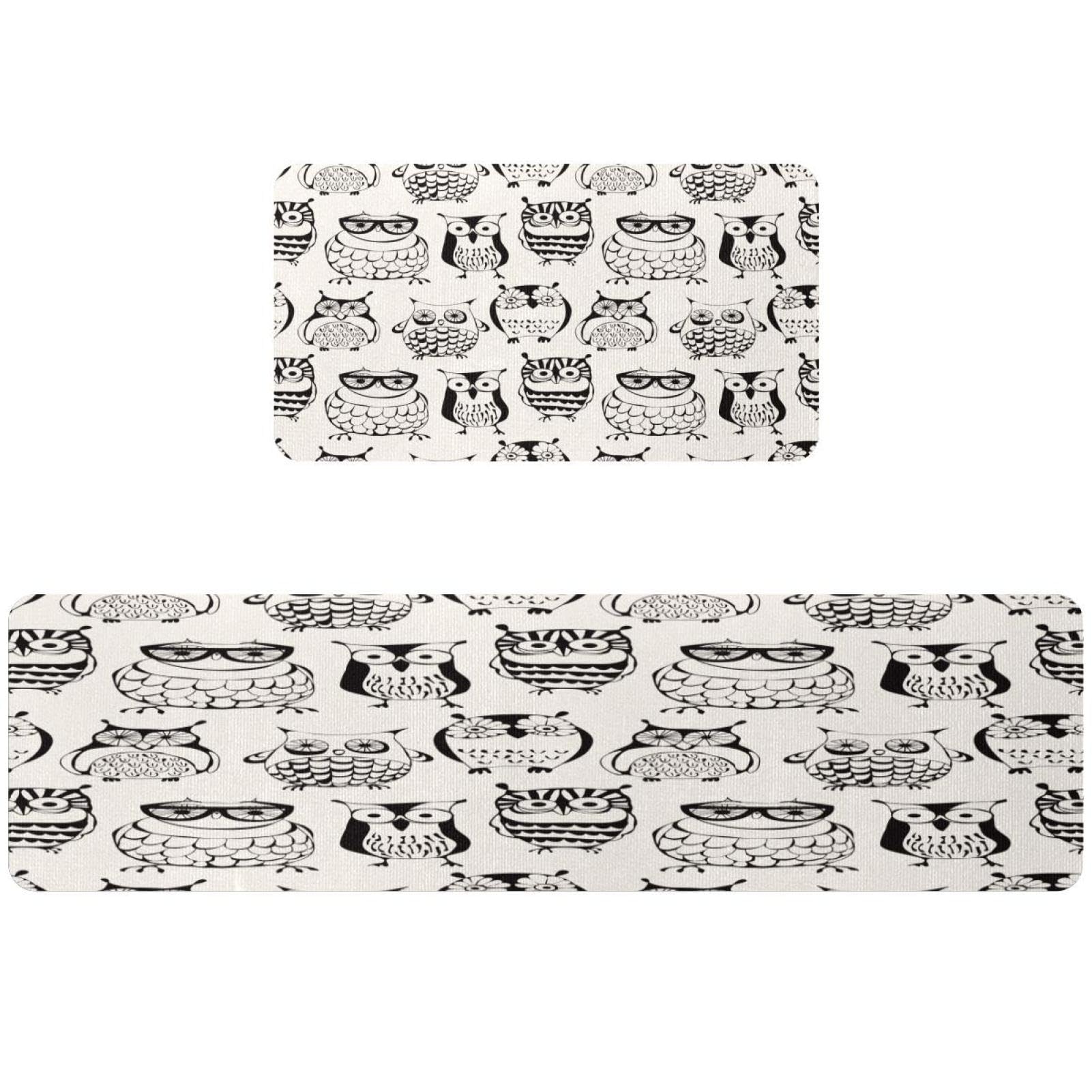Alfombra de cocina de 2 piezas VAPOKF con diseño de búhos base antideslizante lavable y absorbente