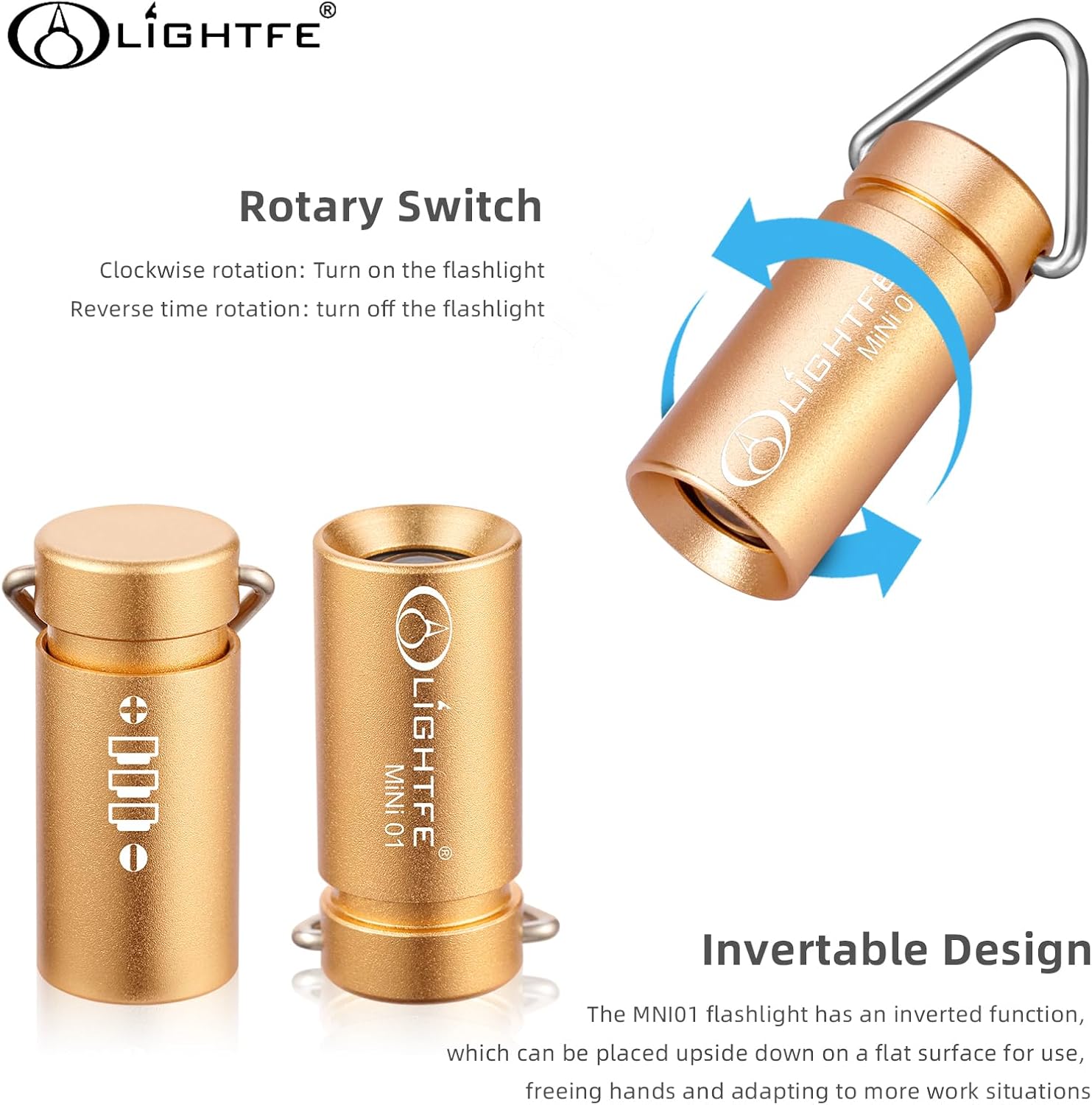 LIGHTFE MINI01 Keychain Flashlight mini Keychain Light is Light, Small, and Bright (Mini01-Gold)