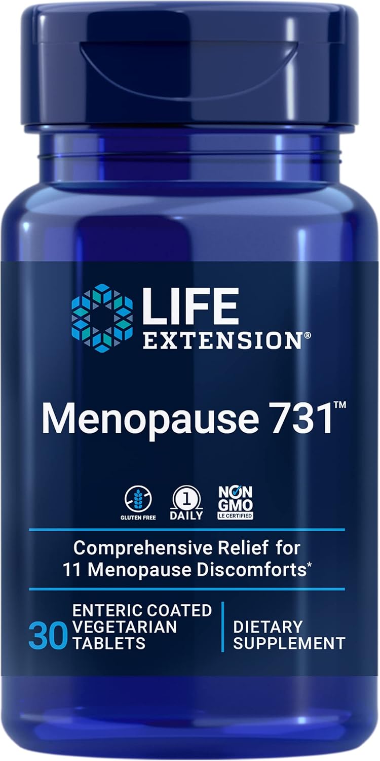Life Extension Menopause 731 - Natural Supplement for Women Health - Menopause Relief Support Including Hot Flashes, Night Sweats & Mood Swings - Gluten Free, Non-GMO, Vegetarian - 30 Tablet