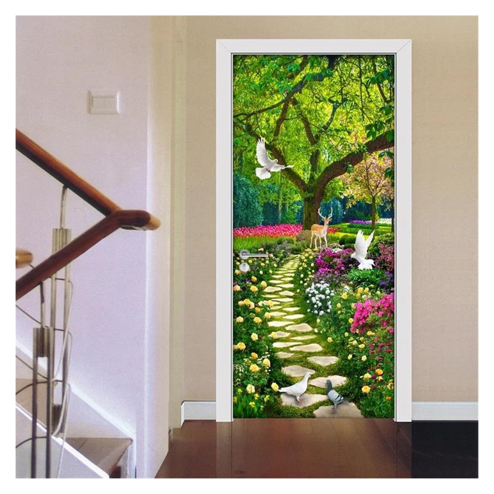 Sticker porte 3D pour agrandir un couloir sombre ou une petite cuisine avec style