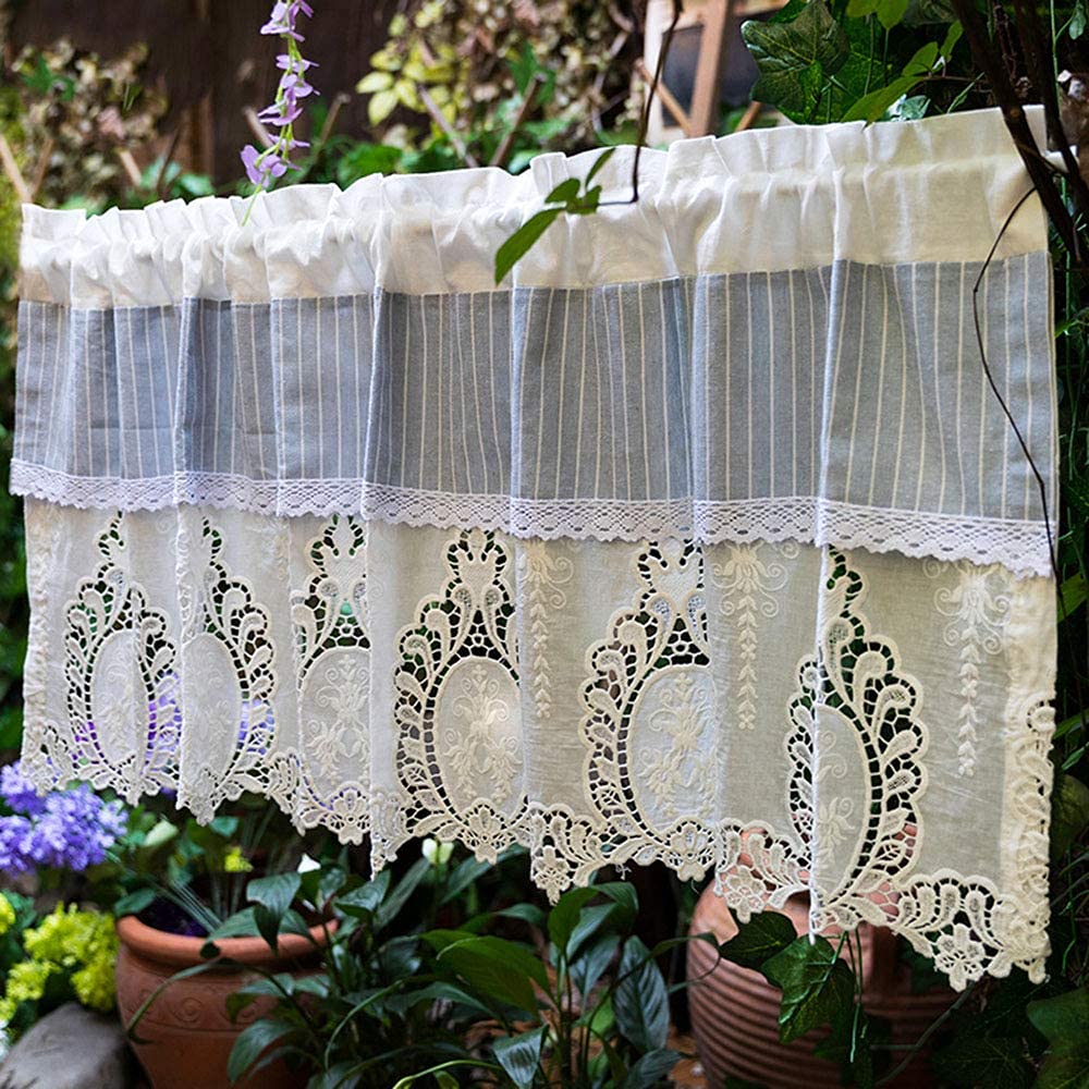 Rideaux de chambre courts anti vis-à-vis en coton blanc naturel