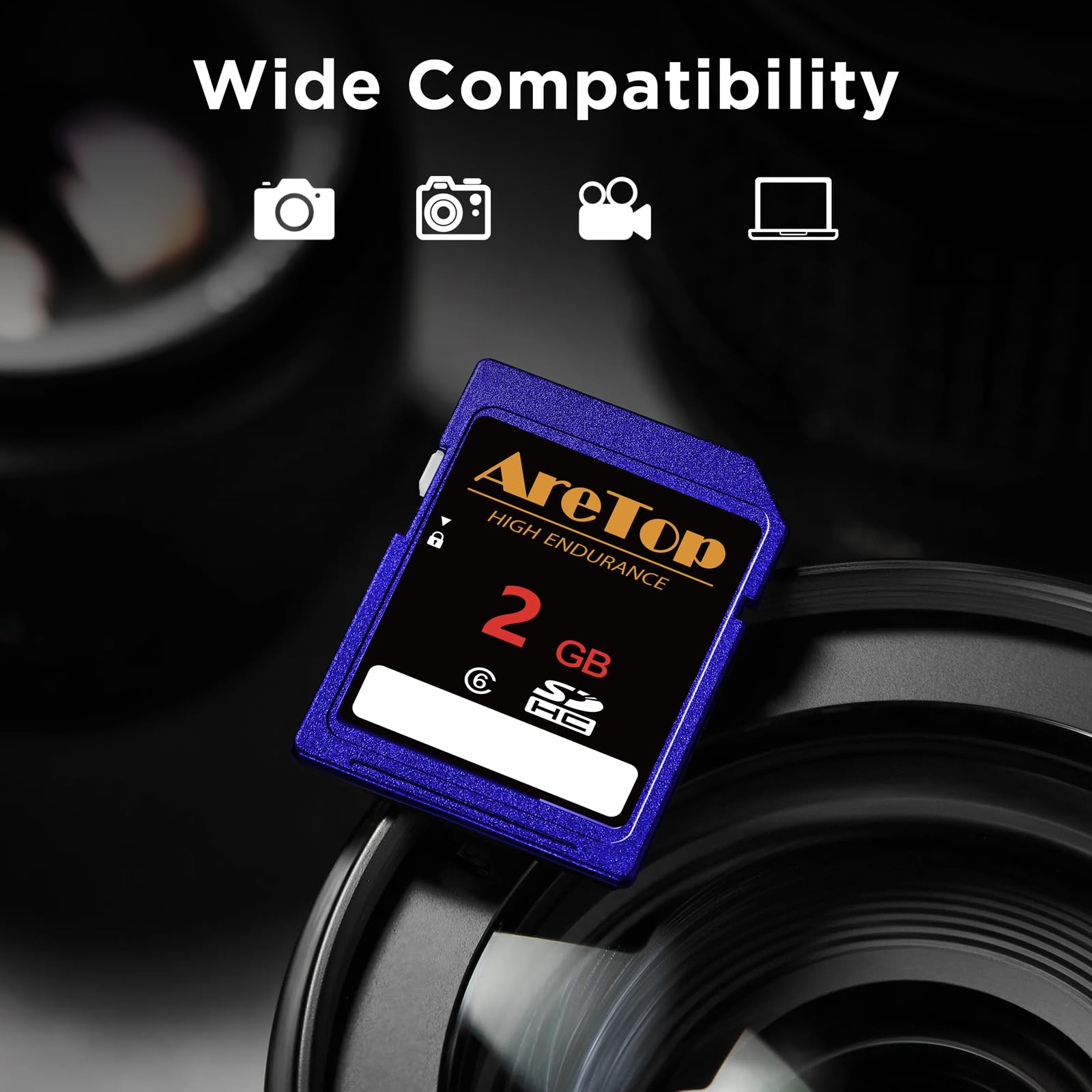 AreTop Tarjeta SD de 2 GB, paquete de 5 tarjetas de memoria SDHC UHS-I Clase 6, paquete de 5 tarjetas digitales seguras de video Full HD de 2 GB para cámaras, DSLR, cámaras de acción y cámara de