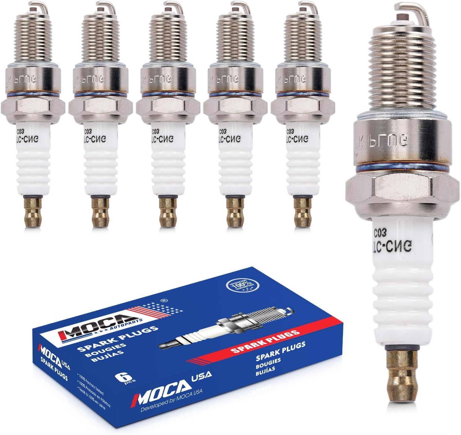 MOCA 6Pcs Spark Plugs 7131 Fit 71-93 for Volkswagen Rabbit/Quantum, 76-95 for Volvo 740/244, 87-84 for Saab 99/900, 64-76 for BMW 2002/1600, 70-83 for Datsun 710/260Z 0.6L-6.3L