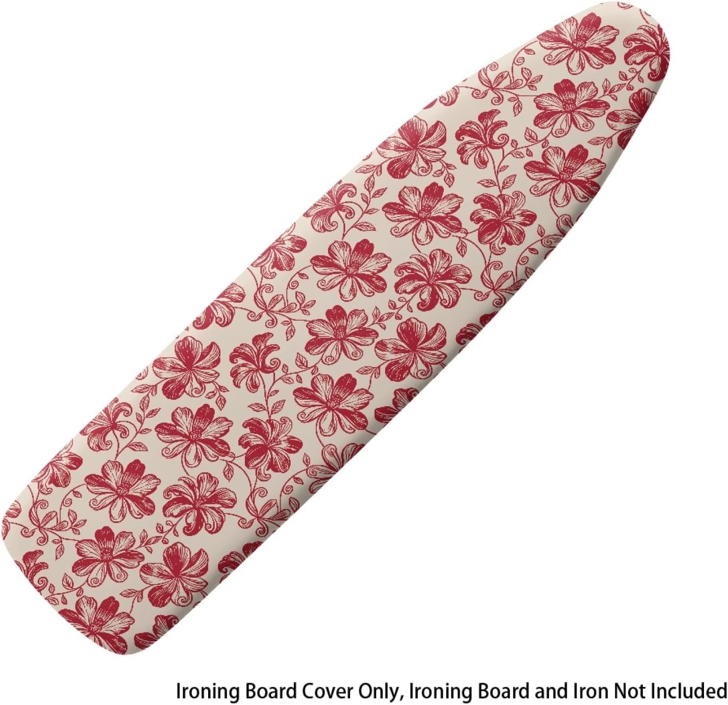 Flowers Ironing Board Cover,16"x55" Standard Ironing Board Cover with Elastic Edge and Hook and Loop Fasteners, Scorch & Stain Resistant, Polyester Home Ironing Board Covers, Floral Aqua Tone