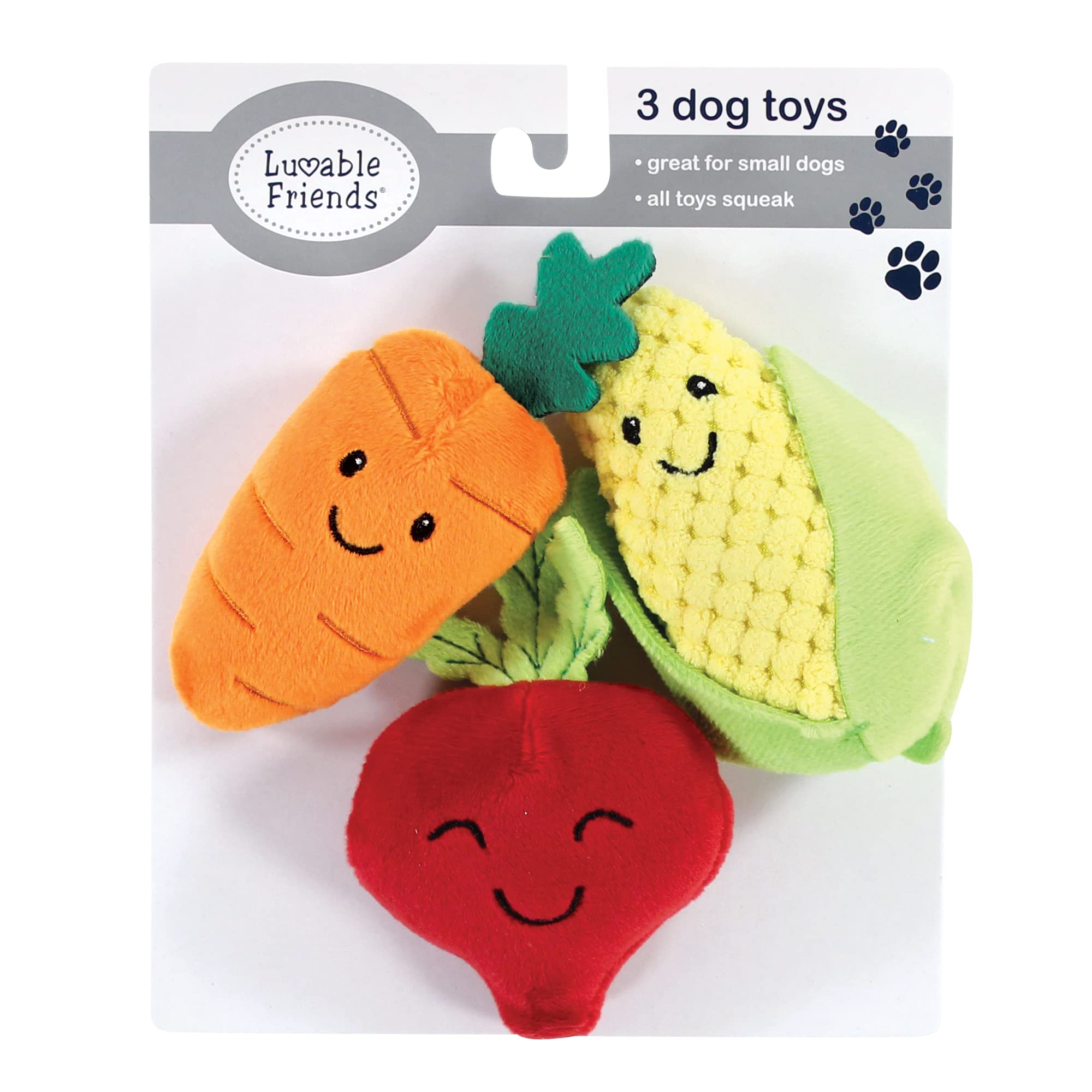 Luvable Friends Quietschendes Hundespielzeug aus Plüsch mit Seil, Gemüse, Einheitsgröße