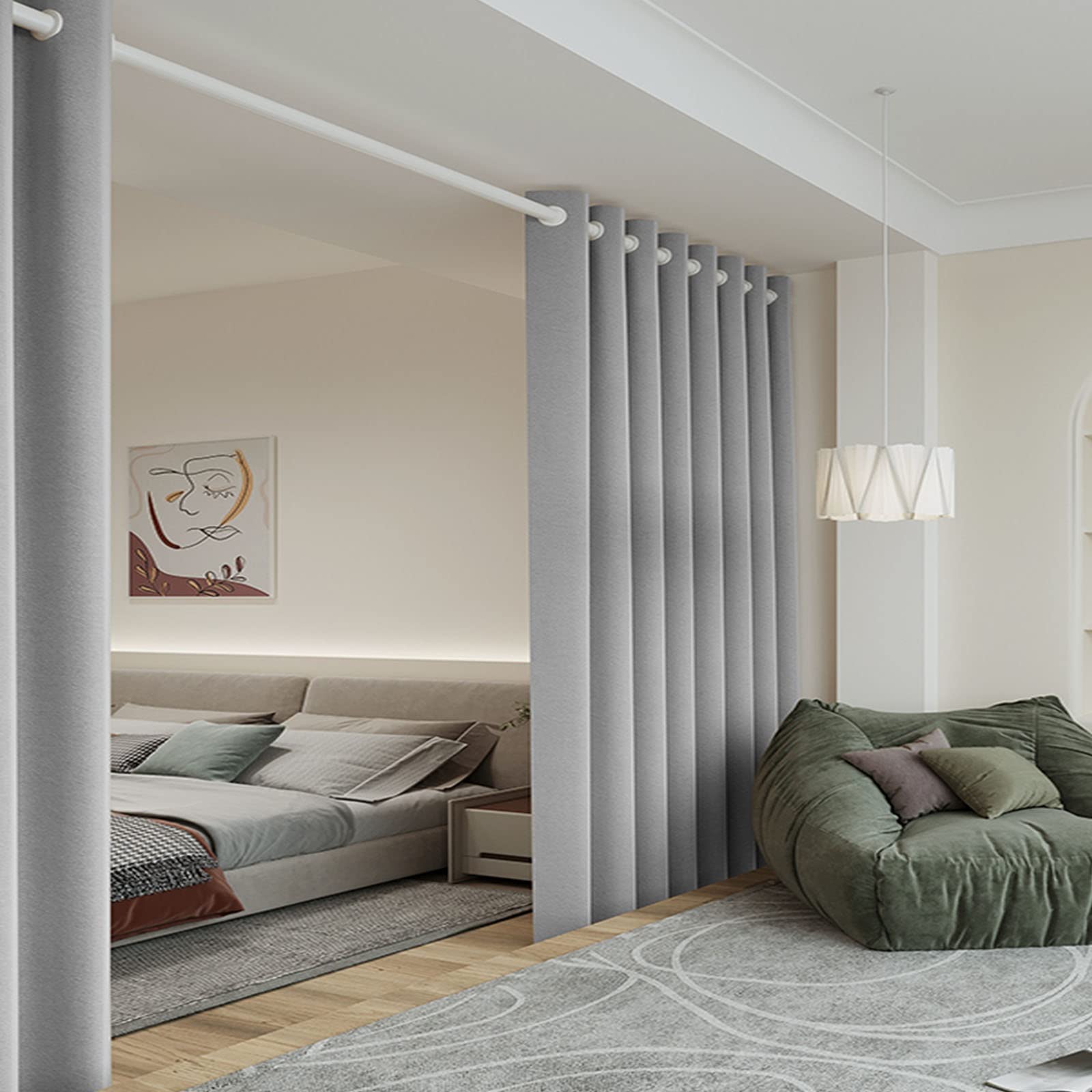 Amazon.co.jp: Room Divider Curtain, Tension Rod Partition