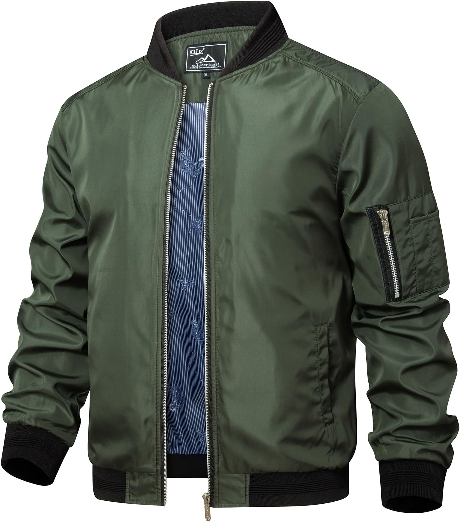 Men's Bomber Jackets Varsity Flight Jacket For Men Casual Lightweight Windbreaker Windproof Track Puffer Coat