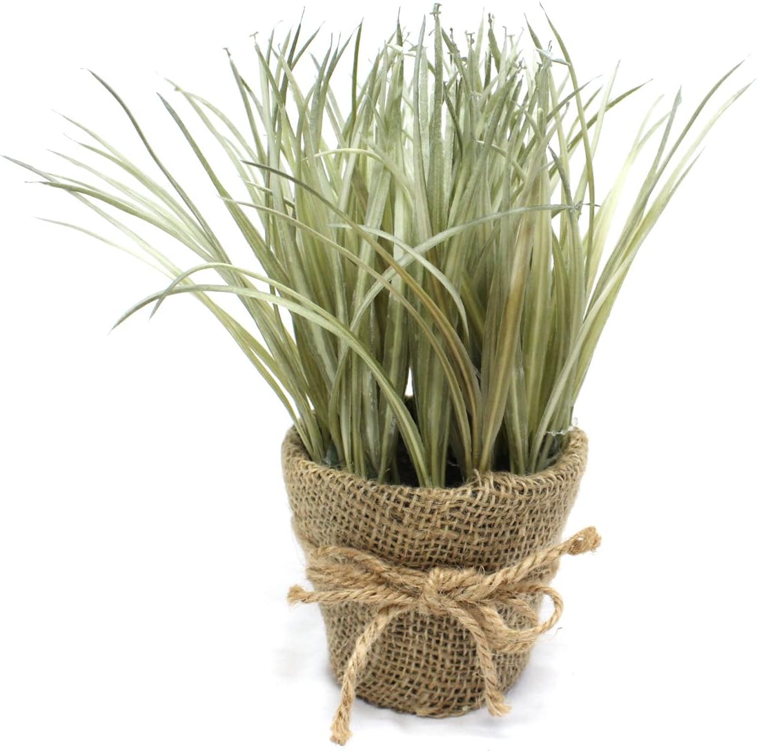 Artificial Plant Grass in Burlap Pot (Light Desert Green)