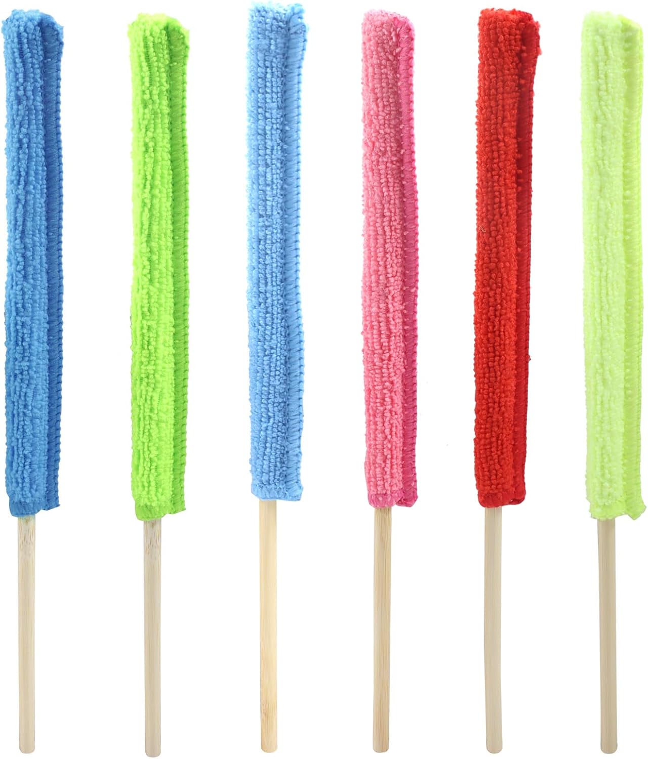 6 Pcs Microfiber Detail Duster Sticks, Mini Duster Crevice Cleaning Tool Kit for Car Air Vents, Home Blinds, Fans, Windows, Small Spaces, Gap Dust Cleaner