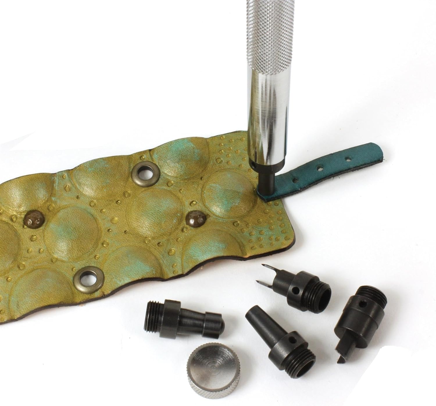 The Beadsmith Create Recklessly Deluxe Tool Kit – 17 Interchangeable Heads – Pierce Holes & Slots, Set Snaps, Rivets & Eyelets, Round Corners & More – Includes a Storage Case & Instructions