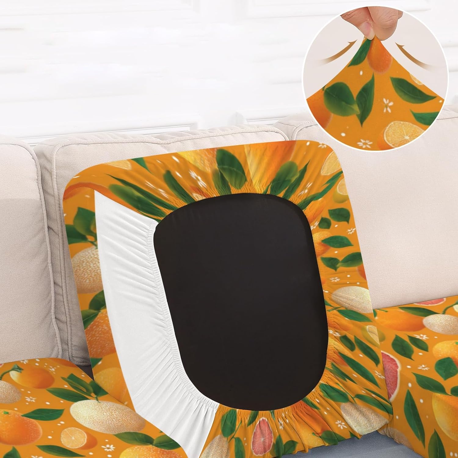 Fresh Citrus Motif Loveseat Covers Couch Covers for 2 Cushion Couch, 2-Piece Stretch Sofa Slipcovers Anti-Slip Washable Furniture Protectors for Dogs Pets