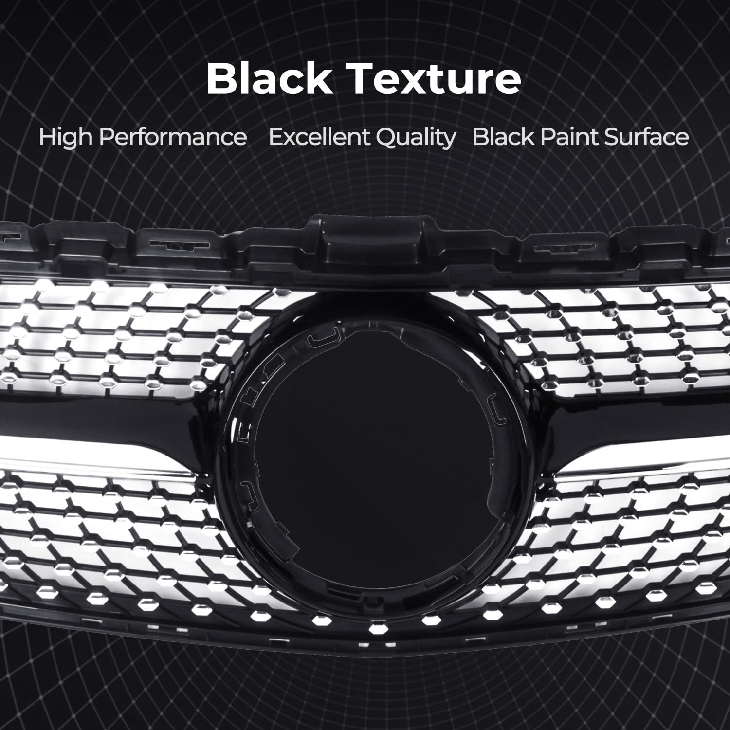 Front Honeycomb Bumper Grille Grill Compatible with 2019-2021 Mercedes Benz W205 C-CLASS Facelift C200 C300 Replacement for 22995179 GM1200676C