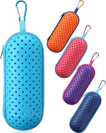 5 Pcs Swim Goggle Case for Swimming Goggles Portable Protective Case with Drain Hole Zipper Sunglasses Cases with Clip