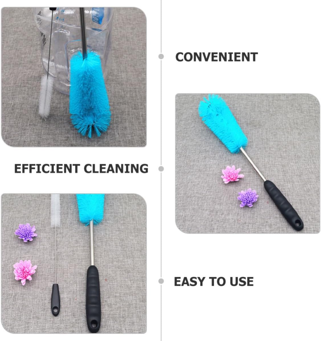 Multi-Functional Convenient Storage Bottle Cleaning Brush Set with Long Handle, Plastic and Nylon Material and Test Tubes Water Cups for Household and Kitchen Use