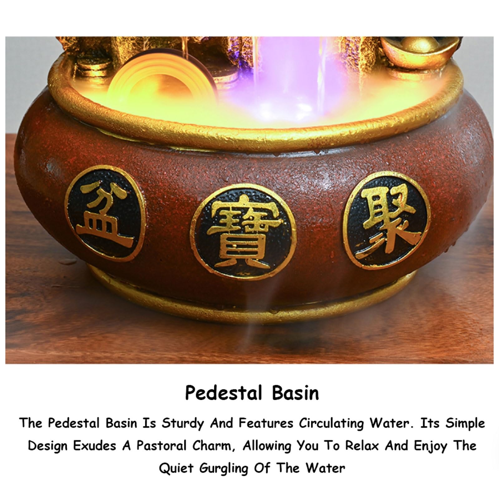 Fuente de agua de mesa con luz LED y función de niebla para decoración zen y relajación en interiores