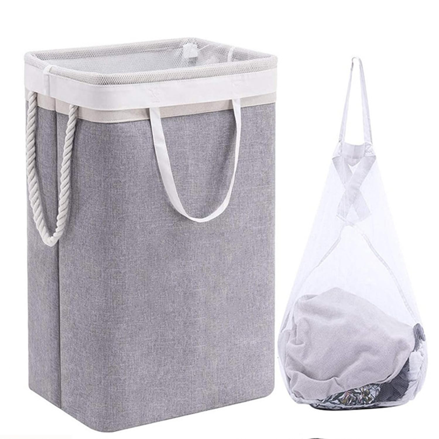 Laundry Hamper 100L Large & Tall Collapsible Laundry Basket, Clothes Hamper with Bag Removable for Clothe and Toys Storage, Grey Dirty Hampers for Bedroom, Bathroom, Dorm, College
