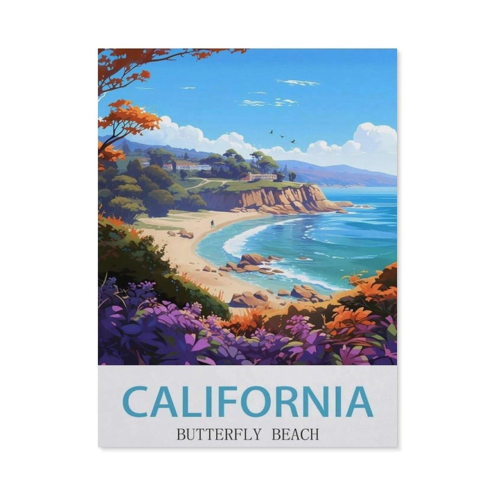 Butterfly Beach California，Tin Signs Funny Vintage Metal Sign Plaqu Poster Wall Art Pub Bar Kitchen Garden Bathroom Home Decor(30x40cm）12x16 inch-EE97