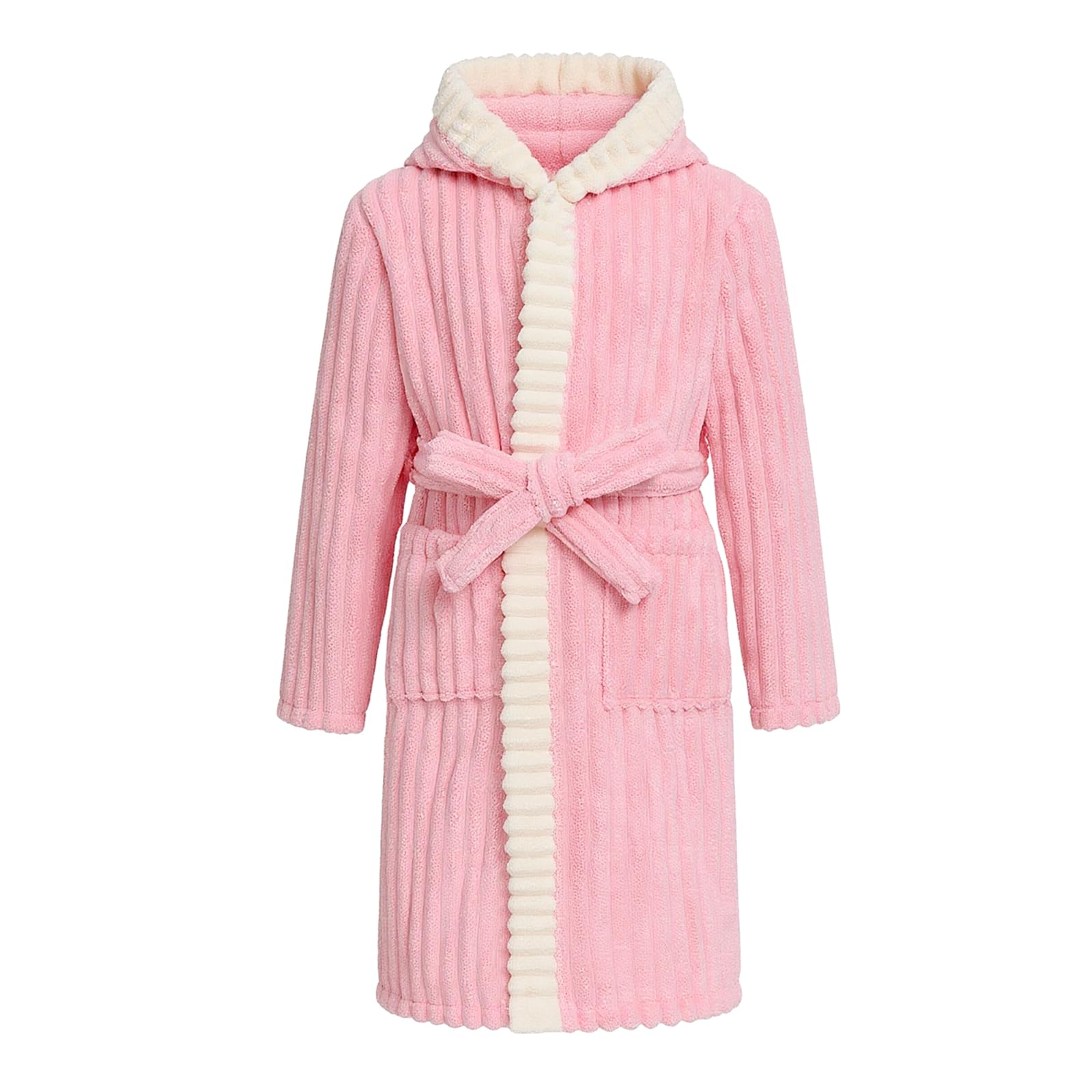 WYTbaby Accappatoio per bambine in pile con cappuccio, caldo e morbido, accappatoio unisex per bambini dai 4 ai 14 anni