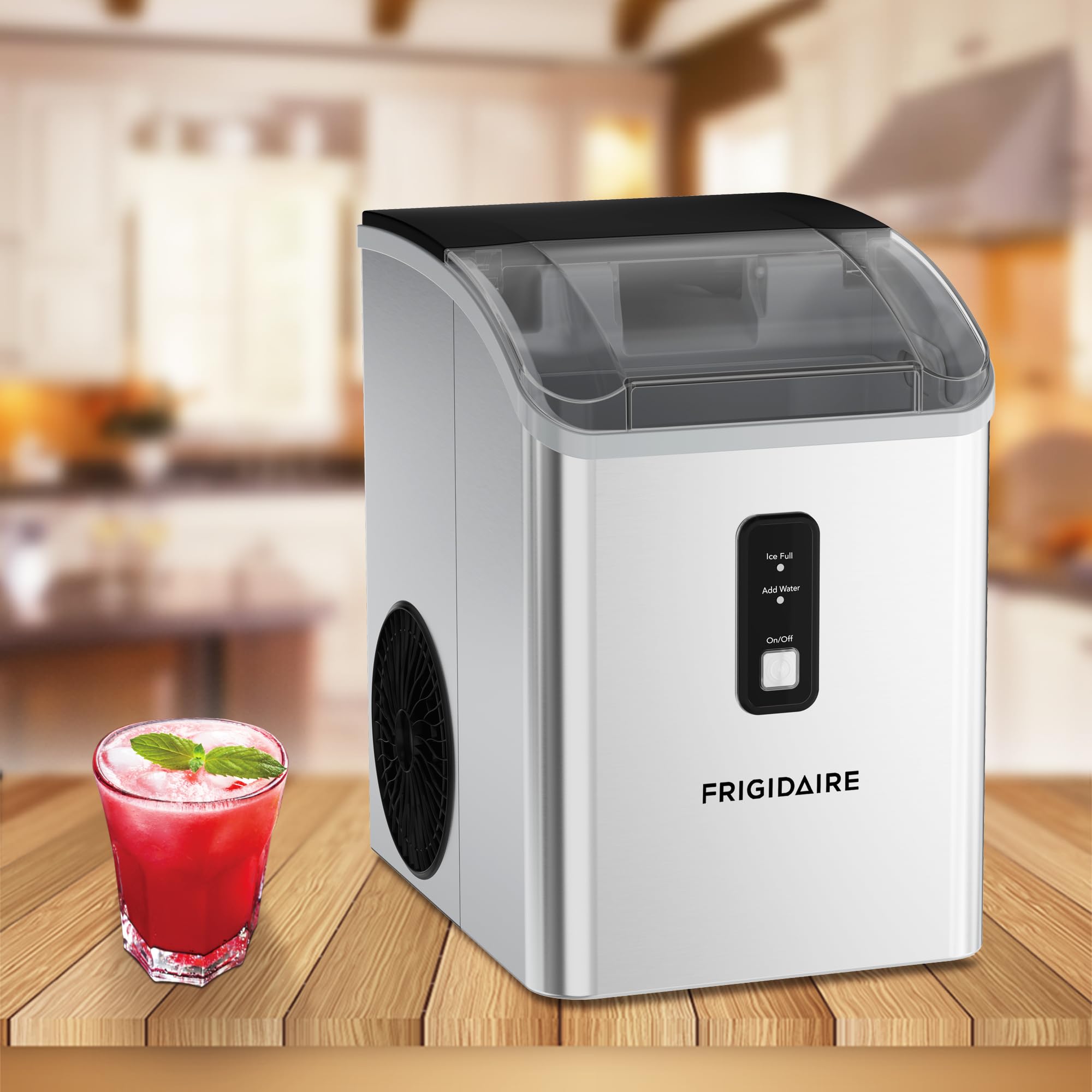 Frigidaire Countertop Crunchy Chewable Nugget Ice Maker, Compact, 33lbs per Day, Metallic Finish — view 13