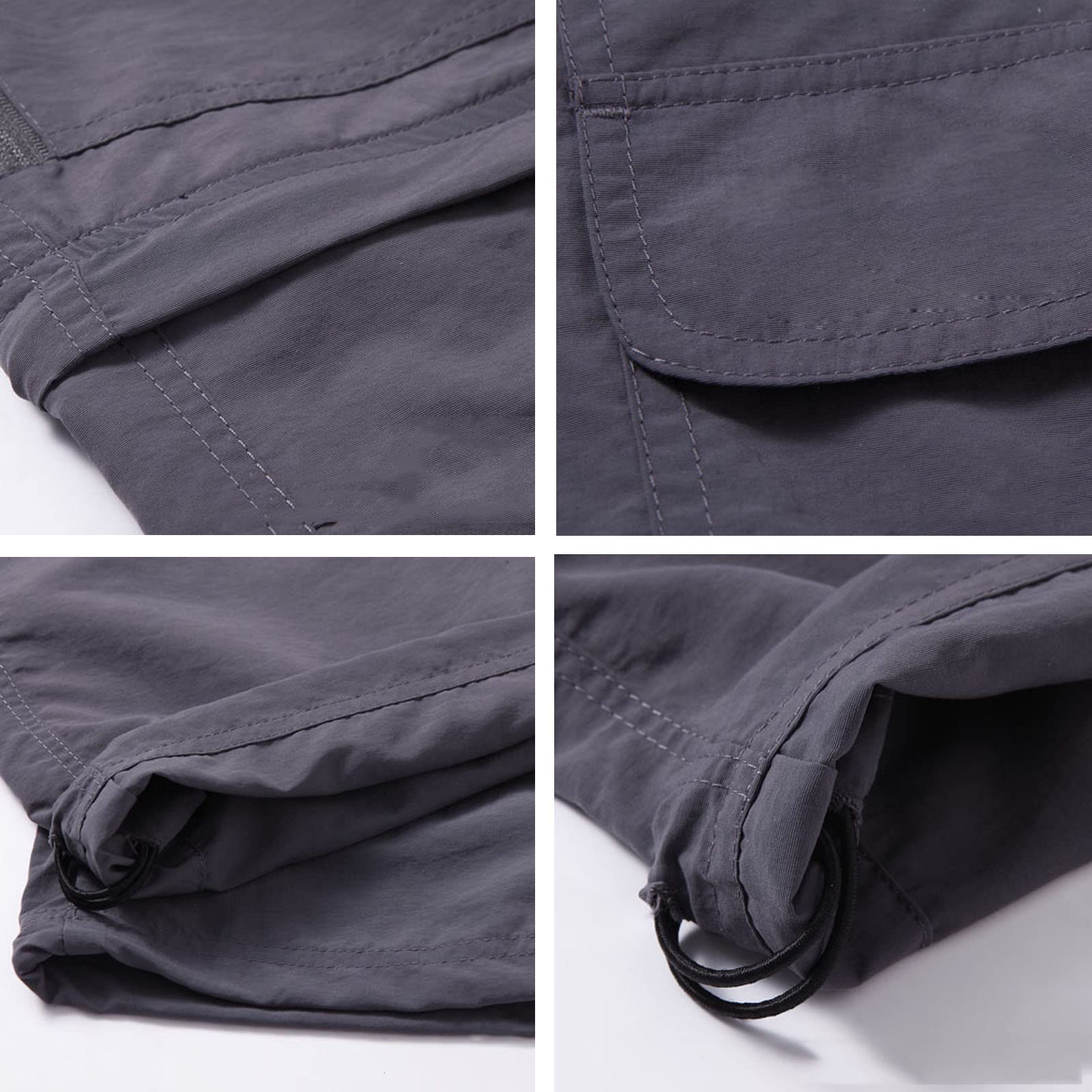 Hombre Pantalon de Senderismo Zip Off Pantalon Trekking Secado Rápido Pantalones Montaña(Size:L,Color:Caqui)