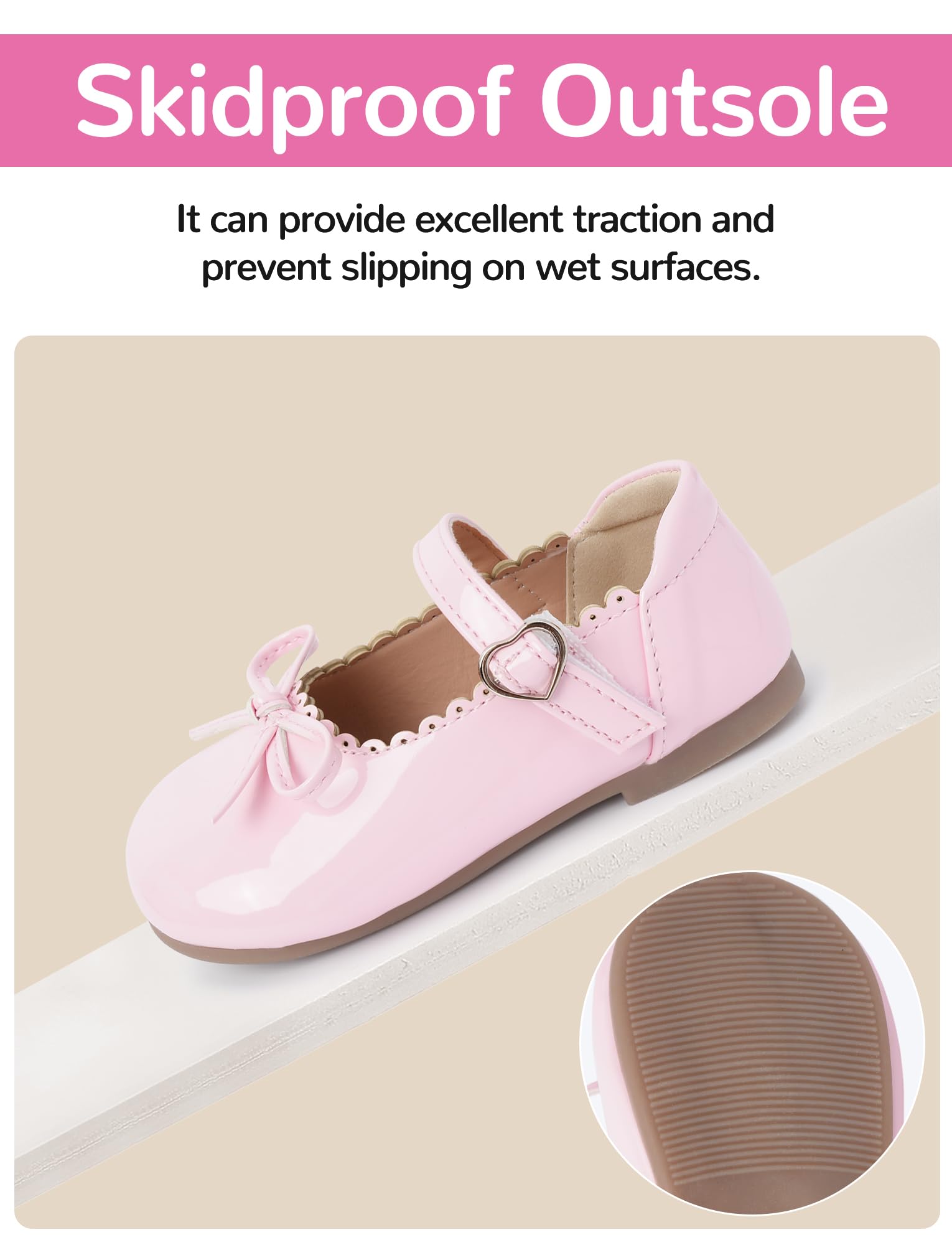 Chaussure Mary Jane Filles Enfants Chaussures Plat de Princesse Antidérapante avec Nœud Chaussure en Cuir Brillant 21-30 EU
