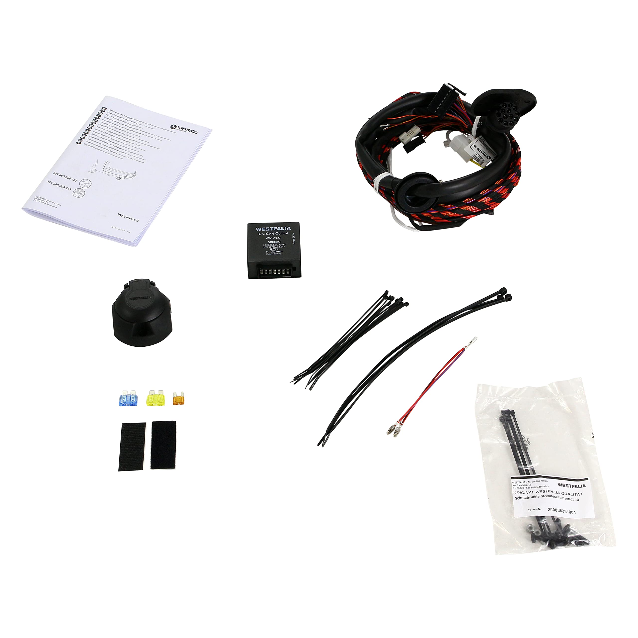 Westfalia Starre Anhängerkupplung für VW Touran (inkl Cross) (BJ 03/2003-09/2015) - im Set mit 13-pol. fzg.-spez. Westfalia Elektrosatz