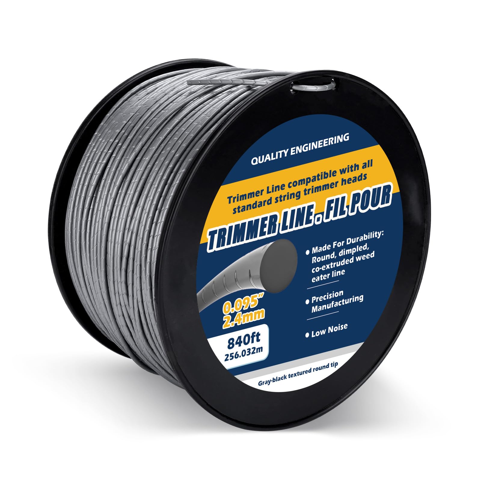 Titanium Force - Línea de corte de cuerda, 0.095 pulgadas, 840 pies, cuerda resistente de grado profesional, diseño de copolímero de alta eficiencia de bajo ruido para bordes y corte de césped