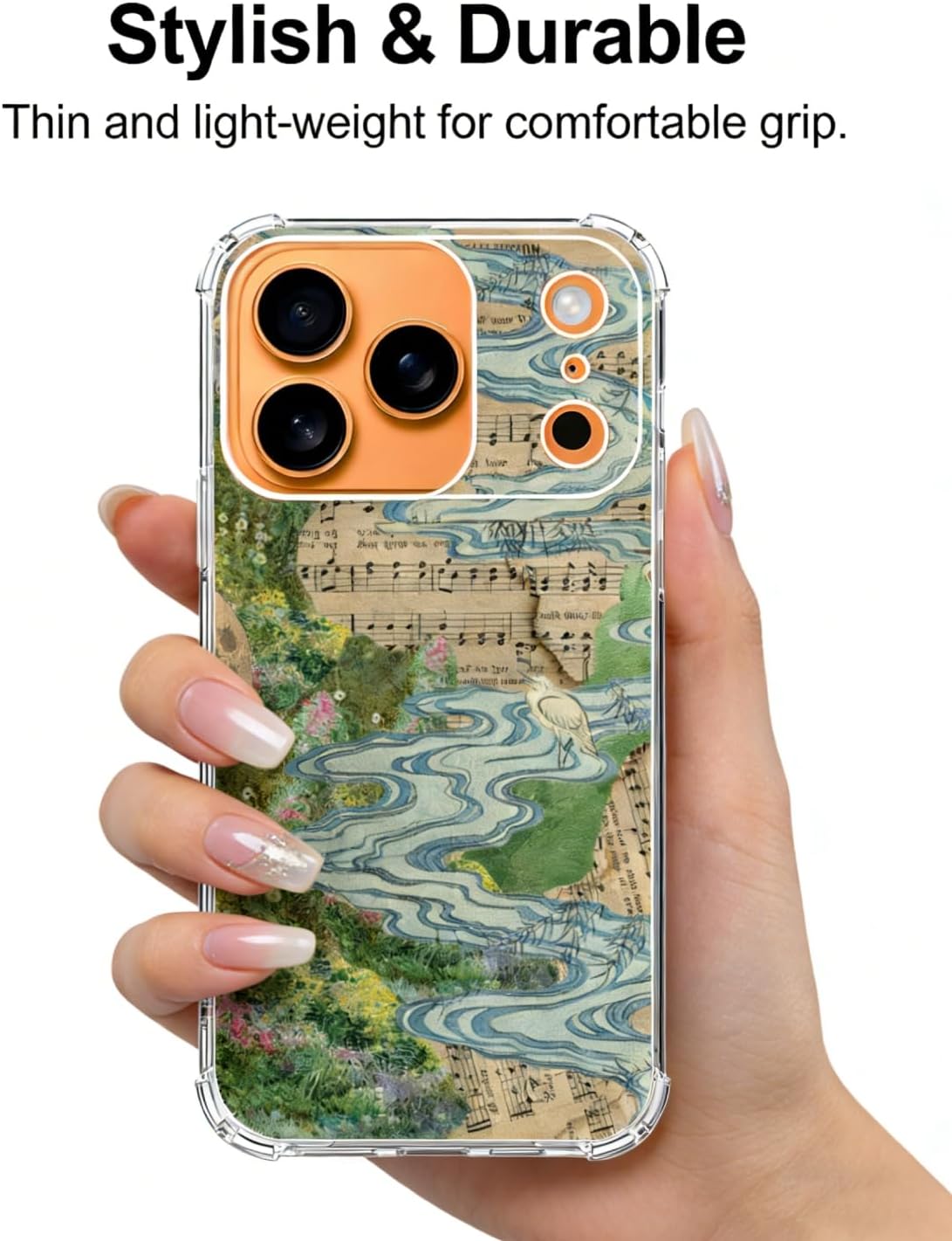Green Fairycore Aesthetic Phone Case Compatible with iPhone 17 Pro Max, Music Notes River Phone Cover for iPhone 17 Pro Max image 2
