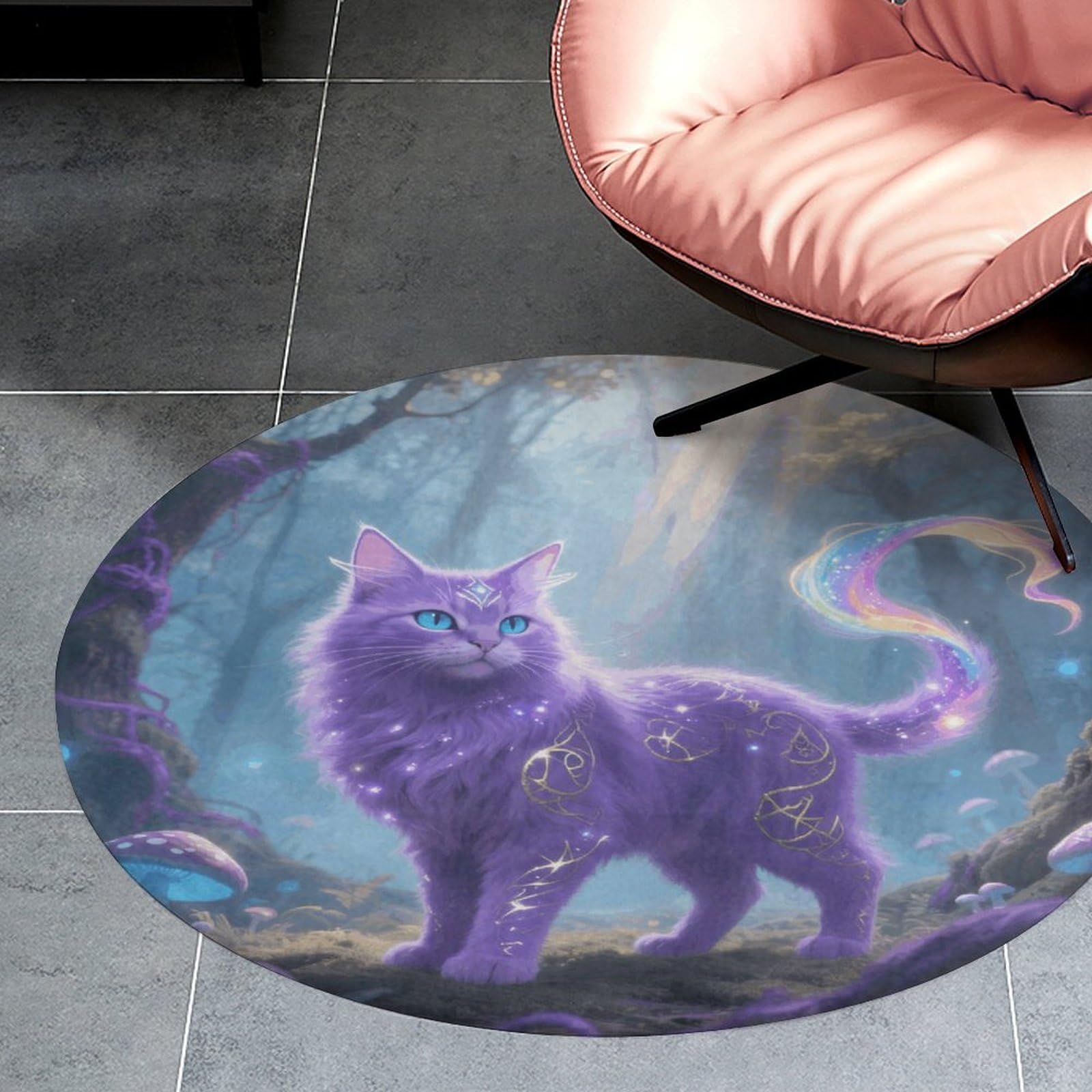 Tapis rond en velours de corail 90 cm antidérapant pour chambre et cuisine