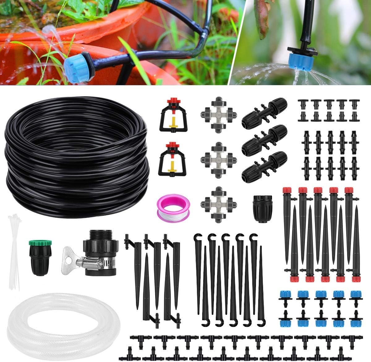 Bearbro Garden Irrigation System,130ft/40M Drip Irrigation,Automatic Micro Irrigation Kits,1/4" Blank Distribution Tubing Hose+Adjustable Nozzle Great for Garden Greenhouse, Flower Bed,Patio,Lawn : Patio, Lawn & Garden