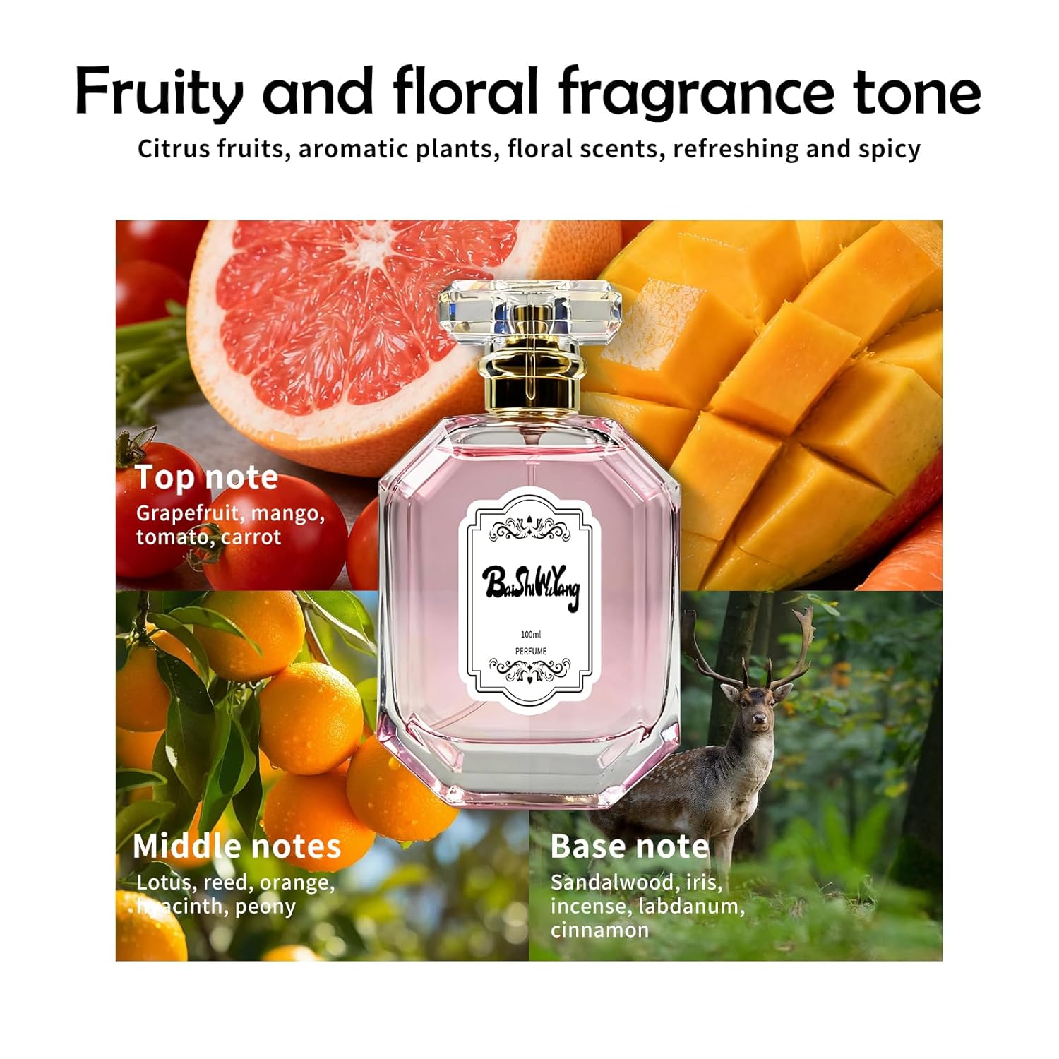 Women's Perfume, Pheromones Perfumes for Women | 100ml / 3.4 fl Oz Eau de Toilette with Citrus, Mango & Lotus | Floral Fruity Scent with Cinnamon & Musk | Long-Lasting Day to Night Fragrance - Image 3