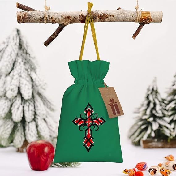 AMZJHGWEU Knights Templar Christmas Gift Bags, Santa Wrapping Bags, With Drawstring And Tags Reusable, Xmas Presents Bag, Holiday Party Favors, Birthday & Christmas Gift