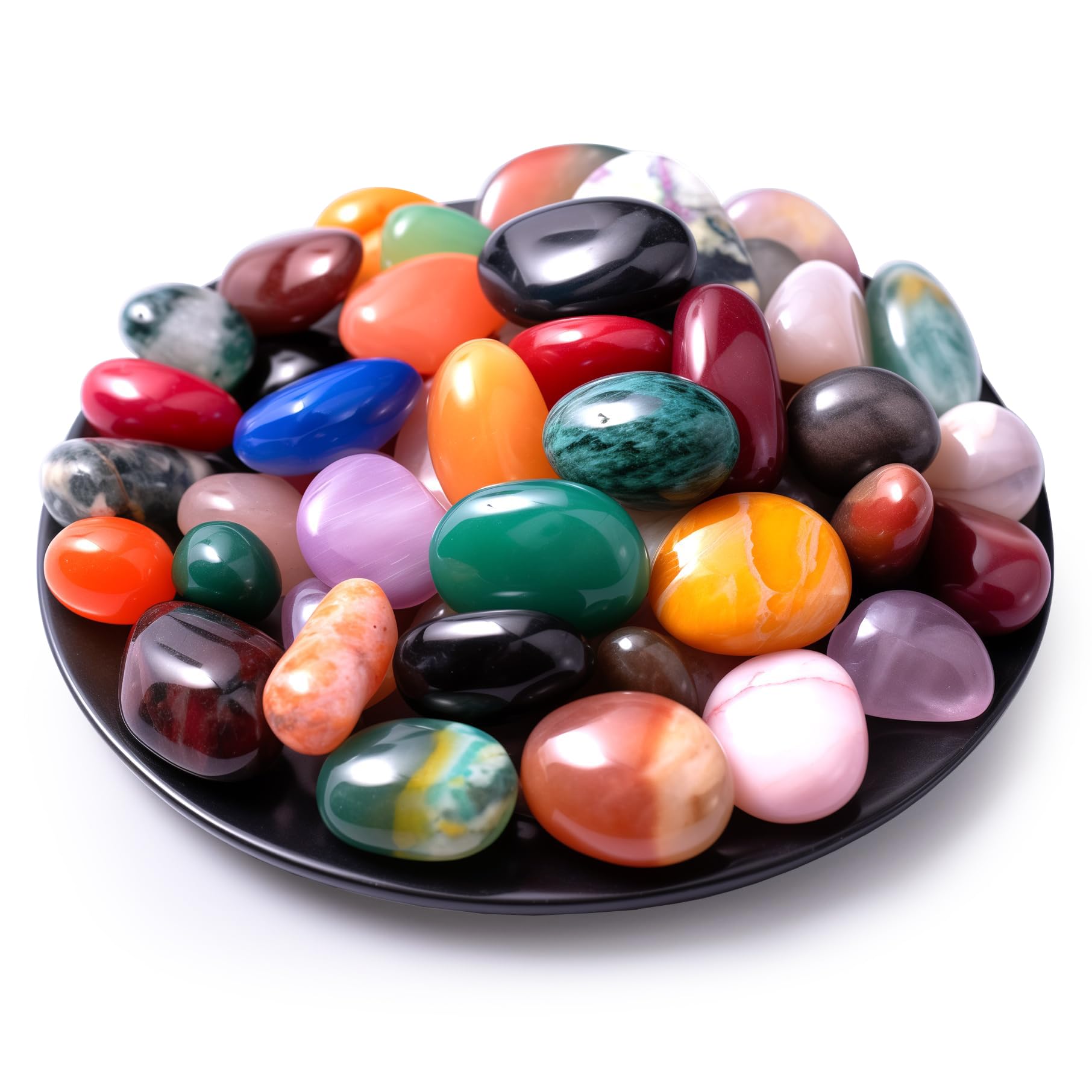 SigMntun Polished Stone Set Crystals Healing Crystal Bulk,2 cm - 24 Types of Handpicked Natural Tumbled Gemstones Rocks, Pebbles for Reiki, Chakra, Healing, Home Decor