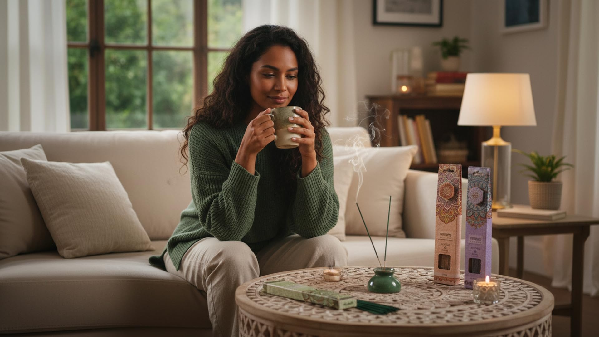 Set di bastoncini di incenso con supporto, 6 confezioni da 40 bastoncini, diversi profumi (rosa, gelsomino, sandalo, lavanda, patchouli, vaniglia), con supporto glitterato