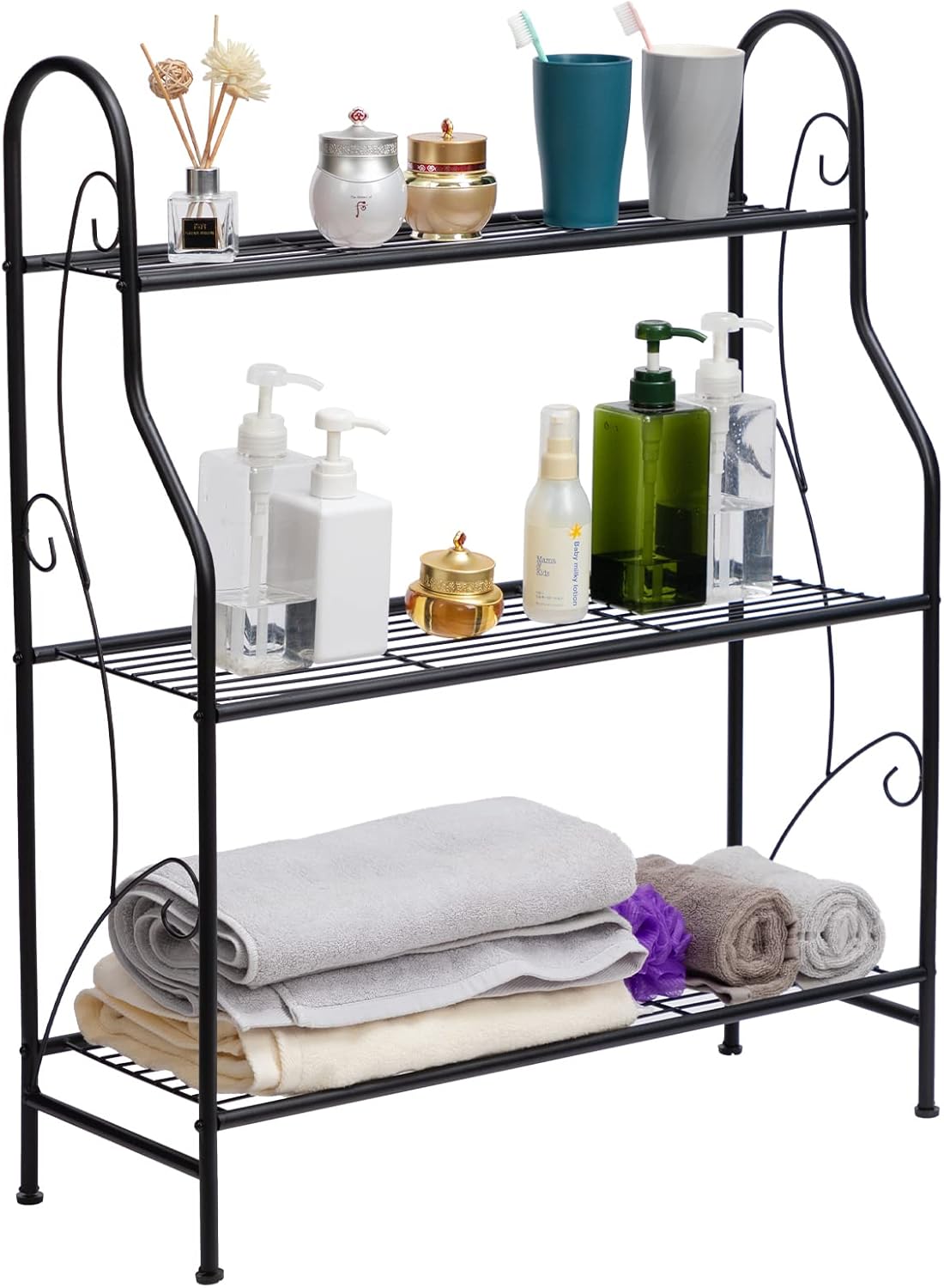 DOEWORKS 3 Tier Metal Plant Stand, Plant Display Rack,Stand Shelf, Pot Holder for Indoor Outdoor Use, Black